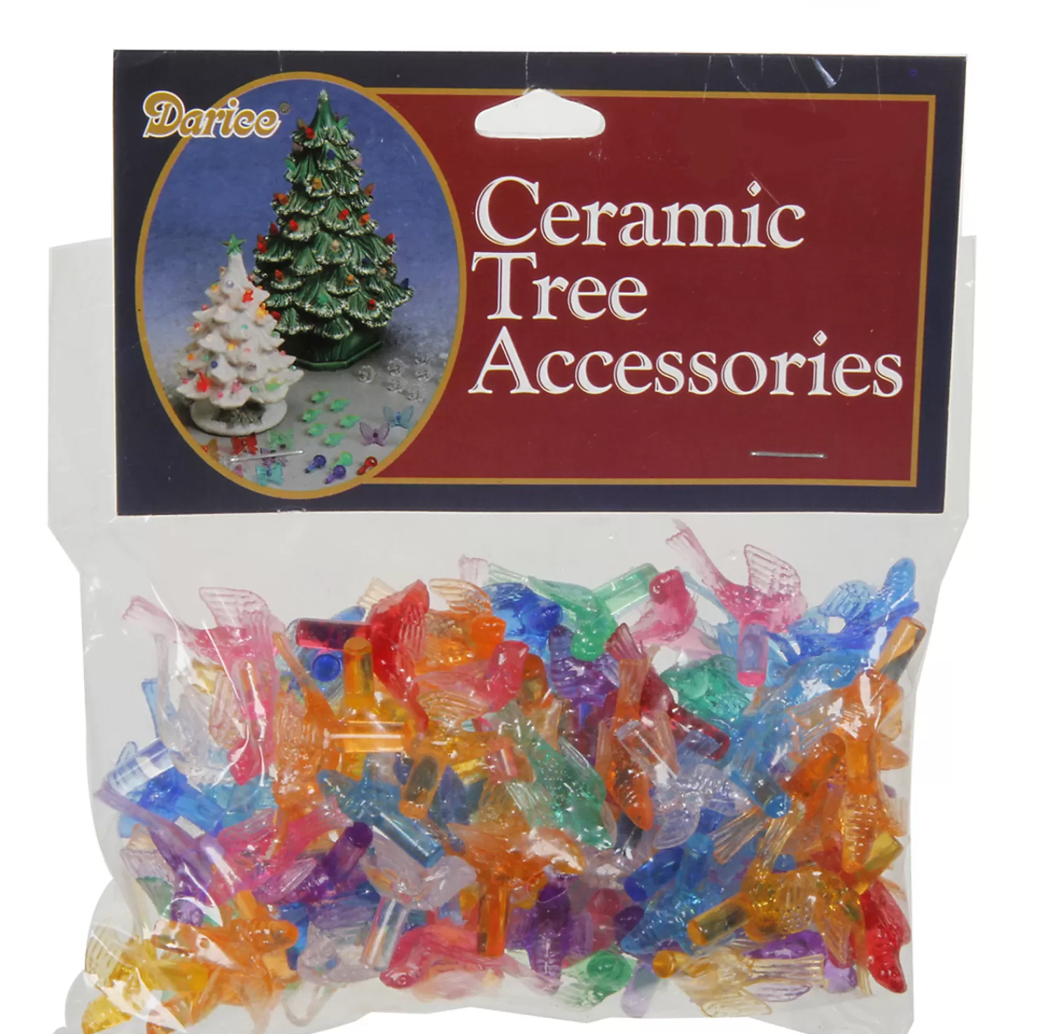The Jolly Christmas Shop Ceramic Christmas Trees | 100 Pack 1" Multi Color Ceramic Tree Plastic Replacement Bird Bulbs P0664