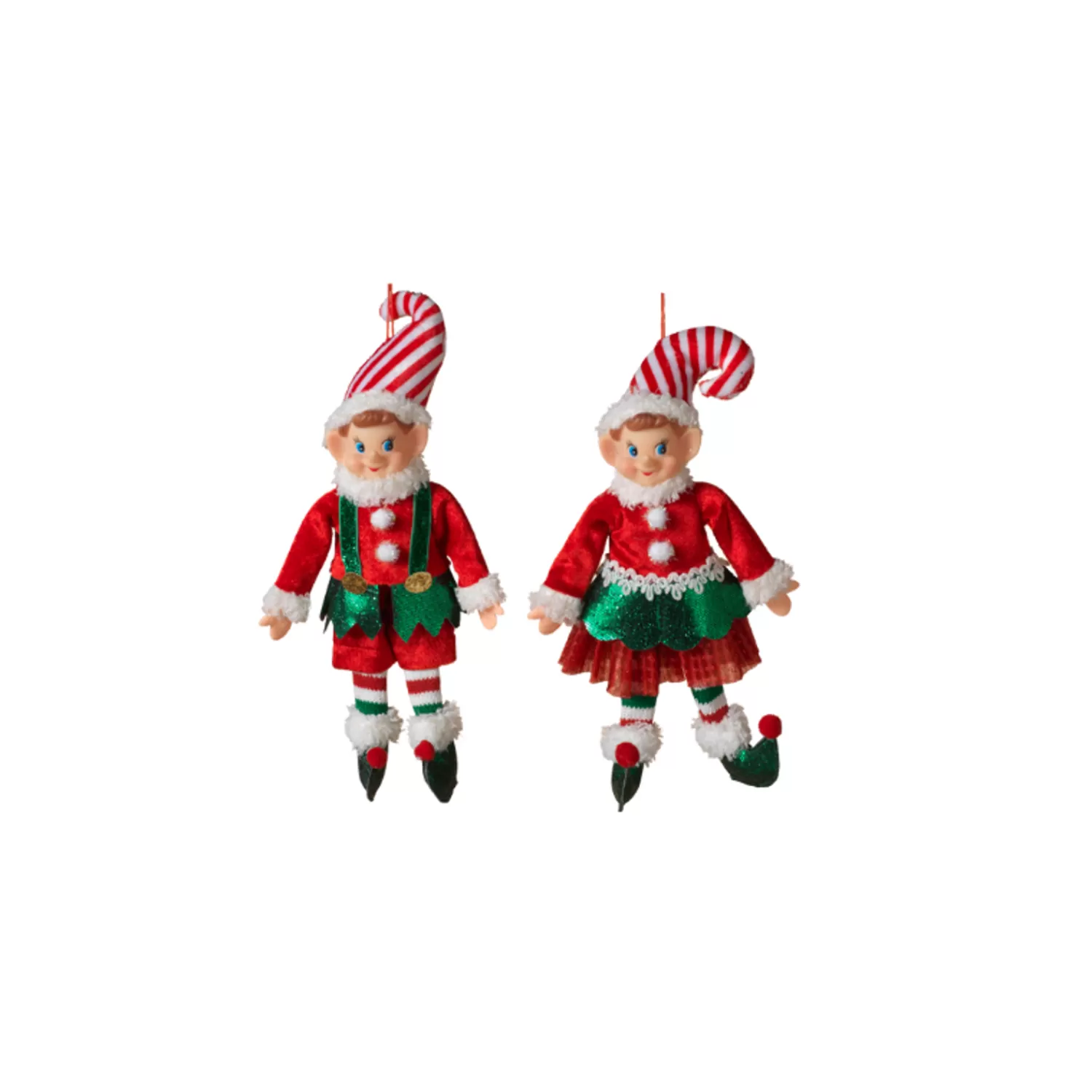 The Jolly Christmas Shop Vintage Reincarnated | Classic Carols | 10.75" Metallic Red And White Elf Christmas Ornament 2617580