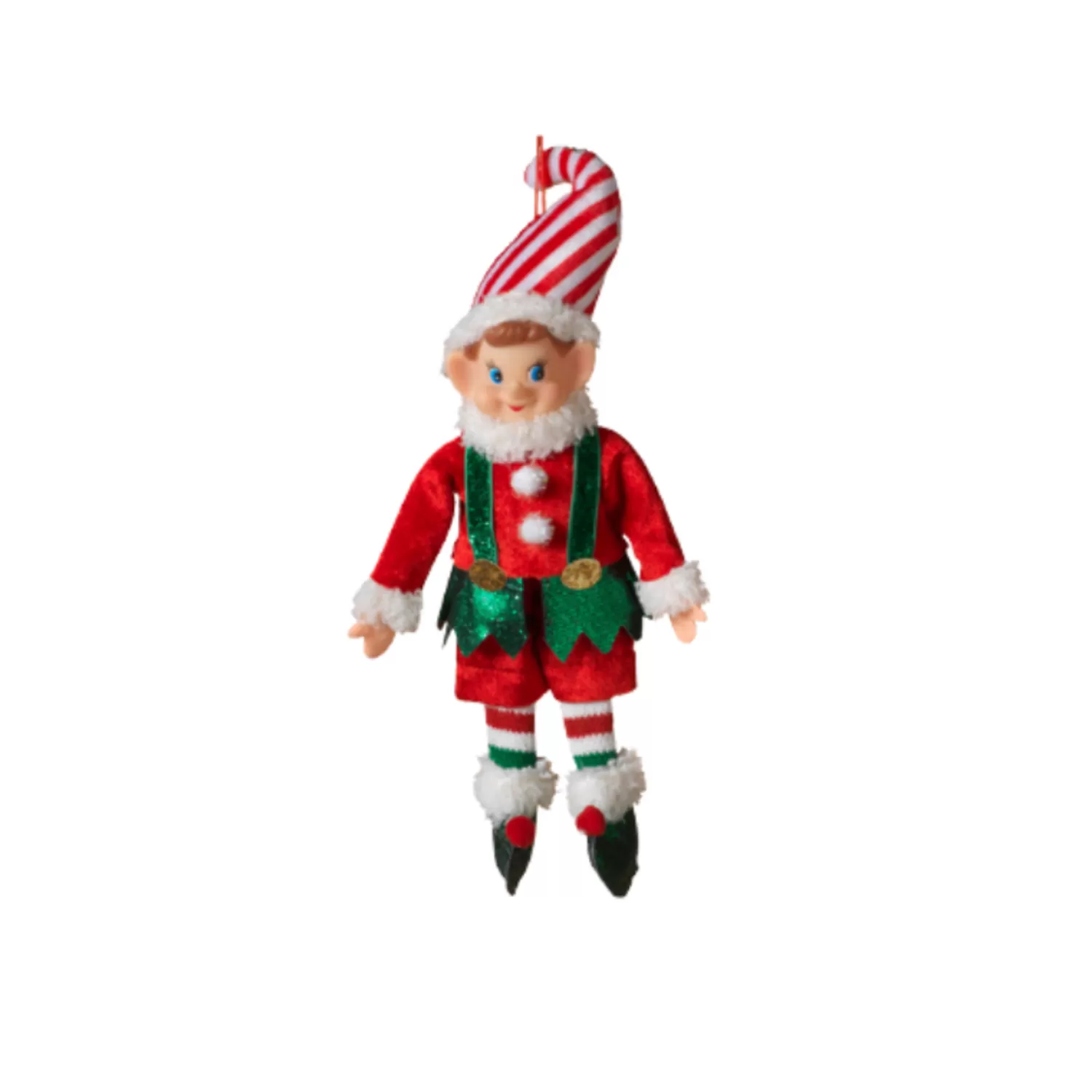 The Jolly Christmas Shop Vintage Reincarnated | Classic Carols | 10.75" Metallic Red And White Elf Christmas Ornament 2617580