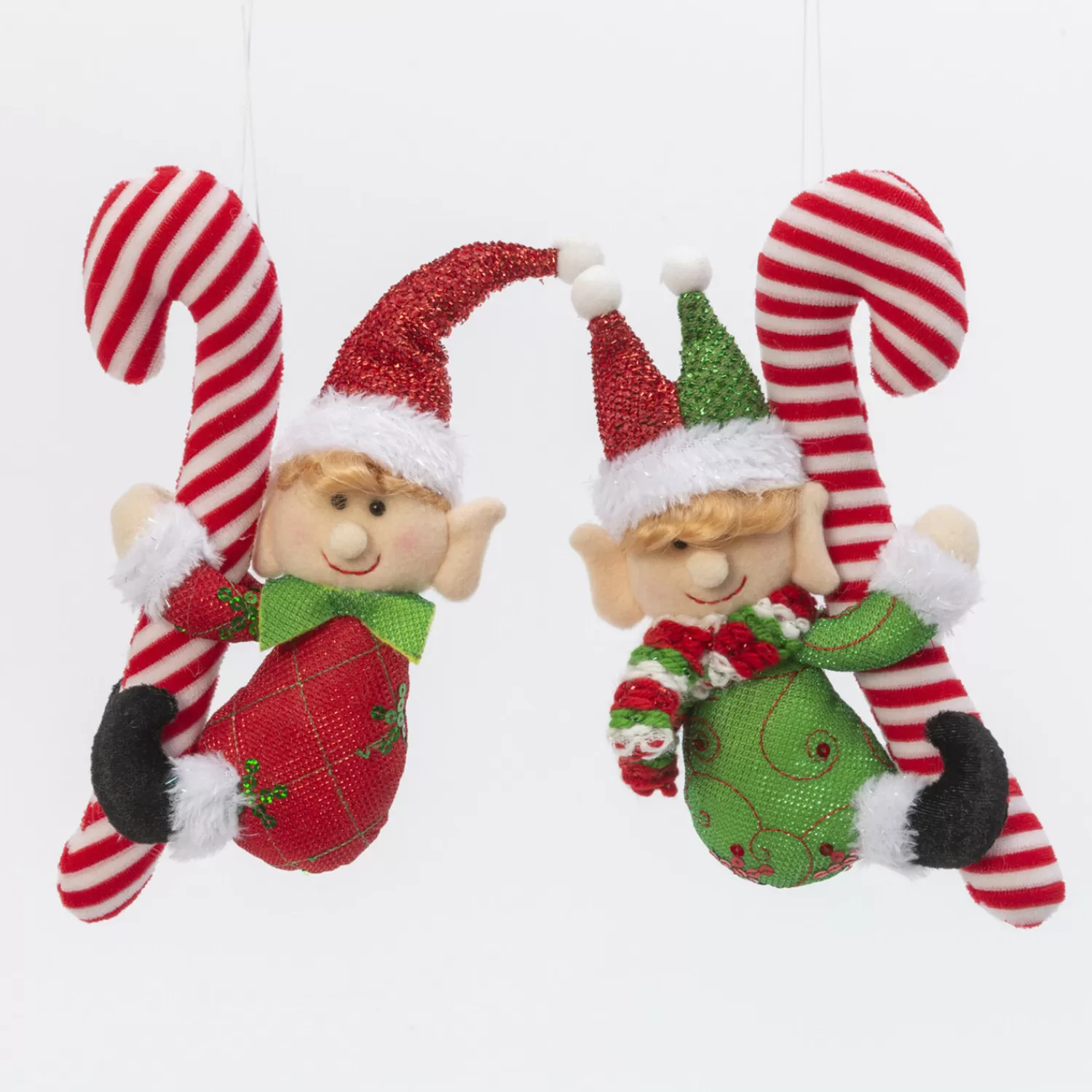 The Jolly Christmas Shop Classic Carols | Elves | 11.8" Elf Holding Candy Cane Christmas Ornament 2618180