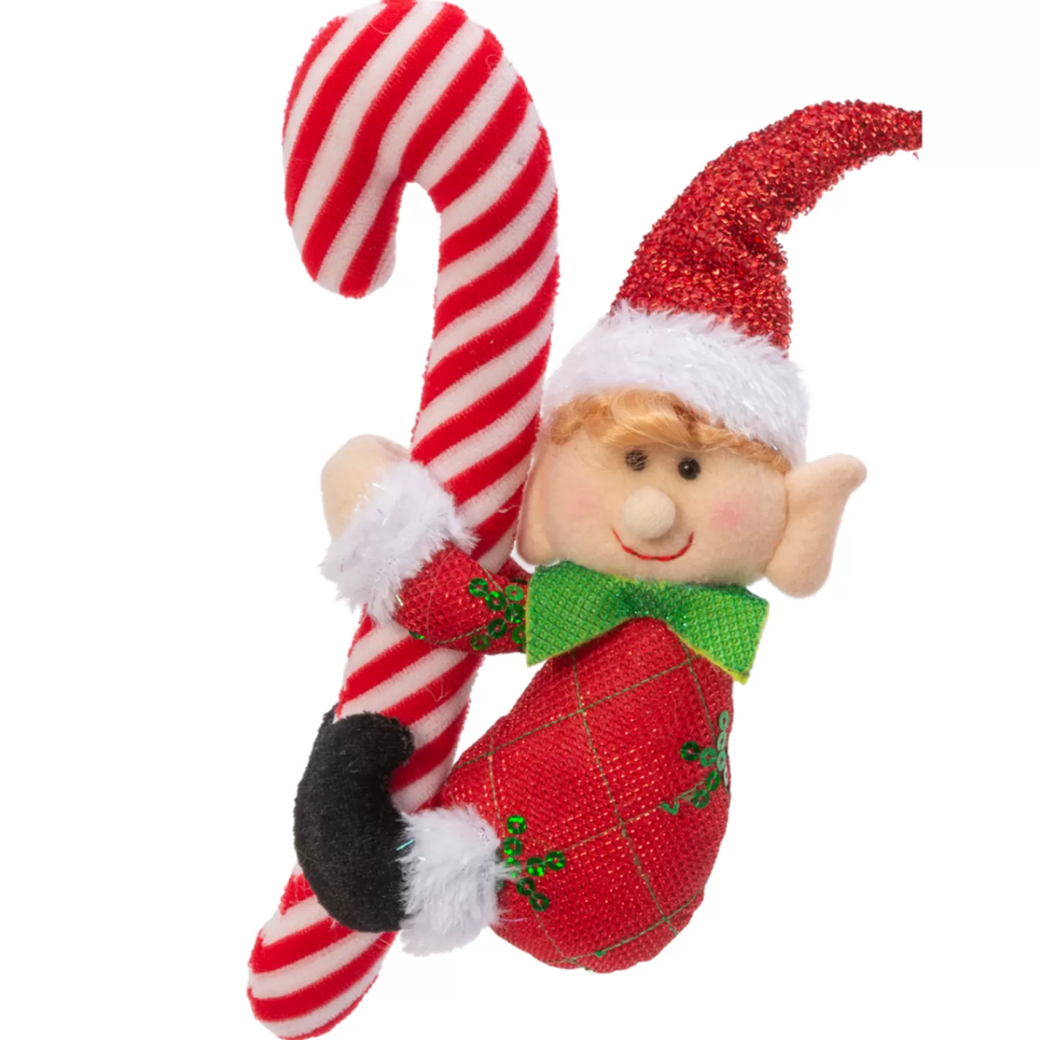 The Jolly Christmas Shop Classic Carols | Elves | 11.8" Elf Holding Candy Cane Christmas Ornament 2618180