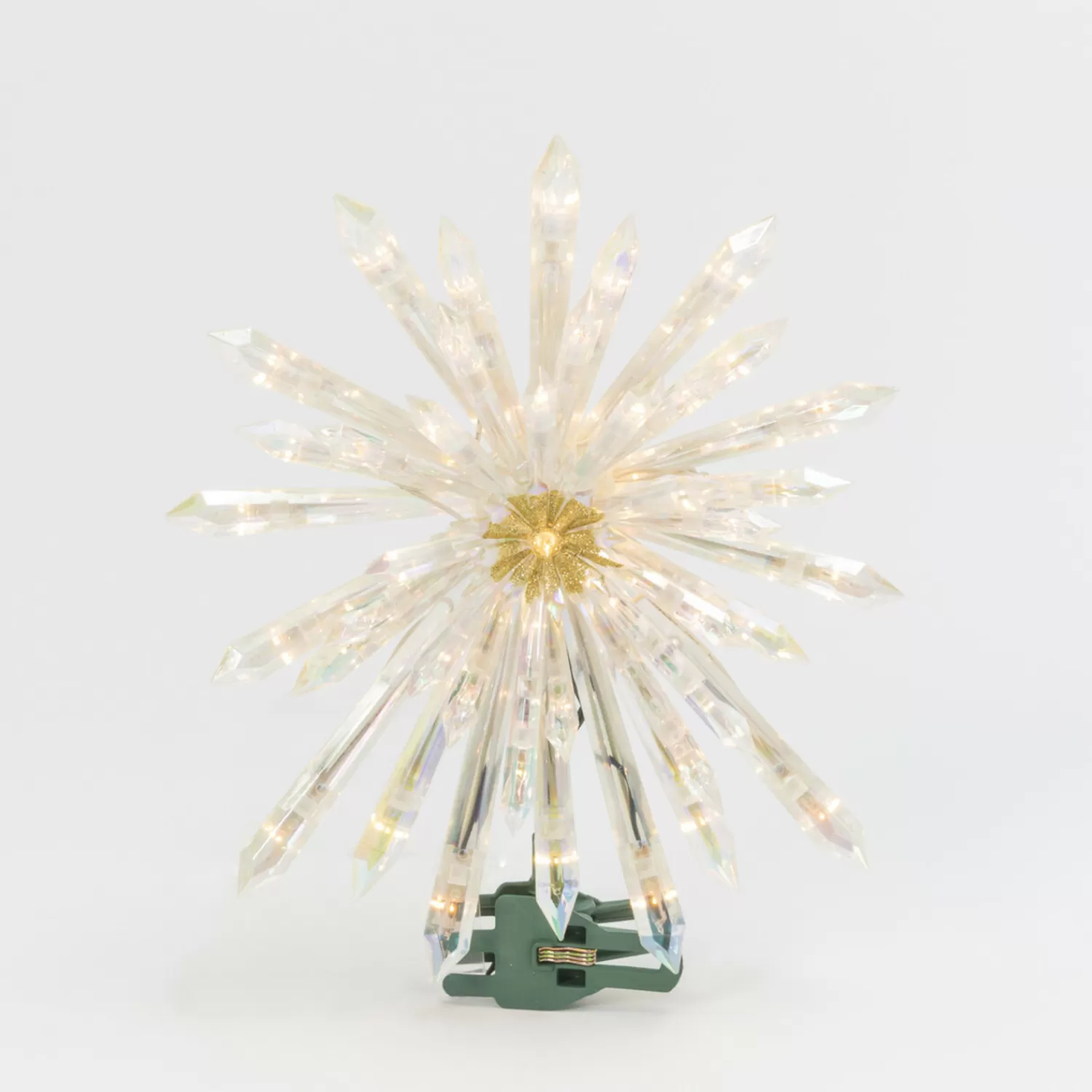 The Jolly Christmas Shop Bon Noel | Snowflake Soiree | 13.5" Electric Lighted Glittered Crystal Starburst Christmas Tree Topper 2619000