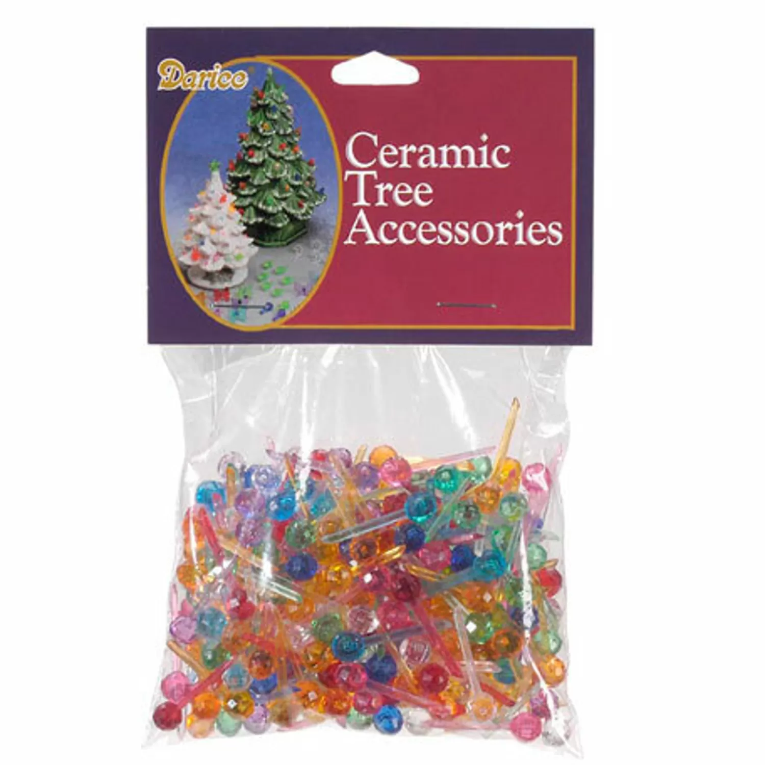 The Jolly Christmas Shop Vintage Decorations | Ceramic Christmas Trees | 250 Pack 1/4" Multi Color Ceramic Tree Plastic Replacement Medium Globe Pins P0660