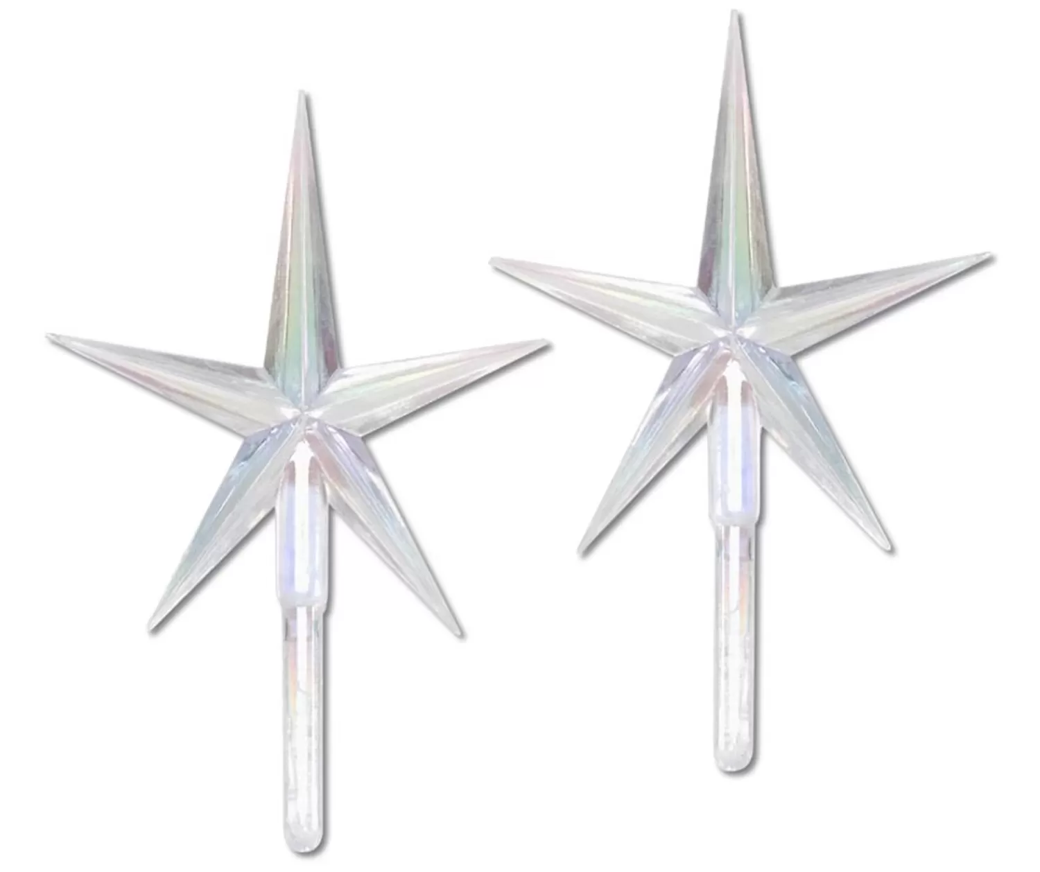 The Jolly Christmas Shop Ceramic Christmas Trees | 2 Pack Large Clear Iridescent Ceramic Tree Plastic Replacement Star P0679
