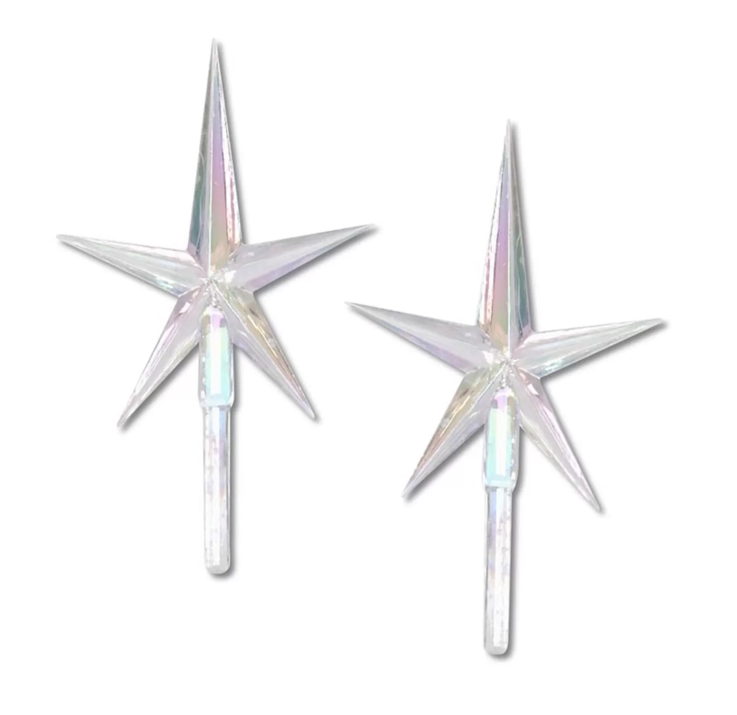 The Jolly Christmas Shop Vintage Decorations | Ceramic Christmas Trees | 2 Pack Small Clear Iridescent Ceramic Tree Plastic Replacement Star P0678