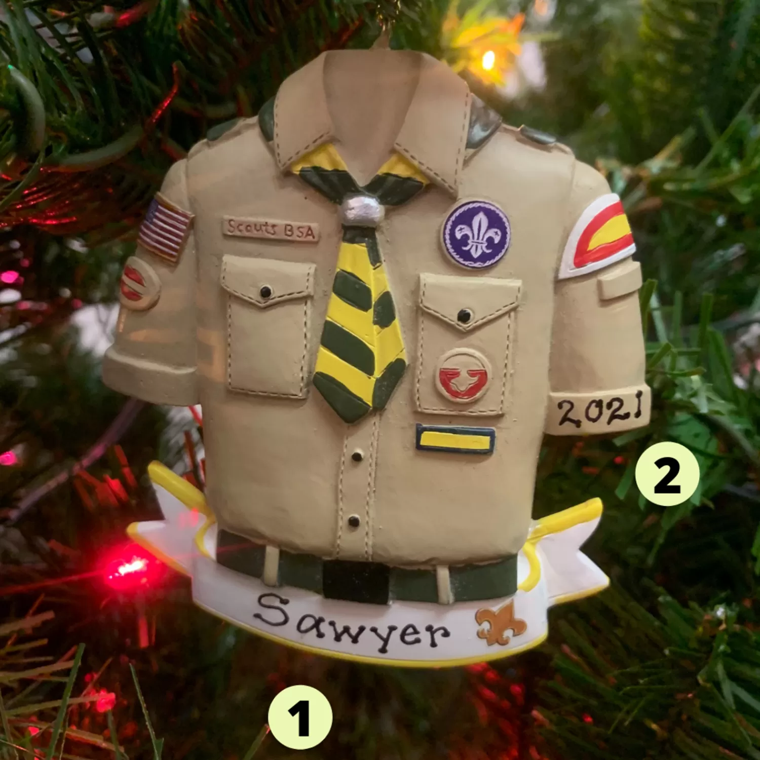 The Jolly Christmas Shop Personalized Ornaments·Hobbies | Personalized Ornaments·Children's | 3.5" Boy Scout Shirt Personalized Christmas Ornament BS2202B