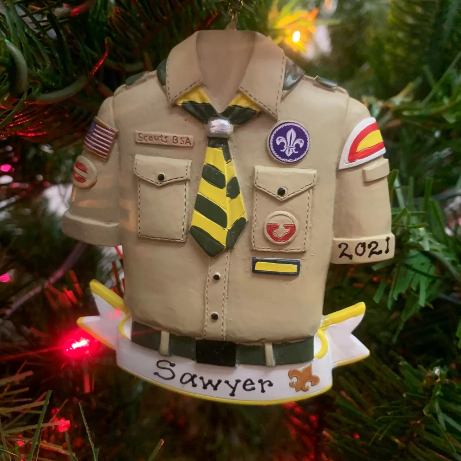 The Jolly Christmas Shop Personalized Ornaments·Hobbies | Personalized Ornaments·Children's | 3.5" Boy Scout Shirt Personalized Christmas Ornament BS2202B