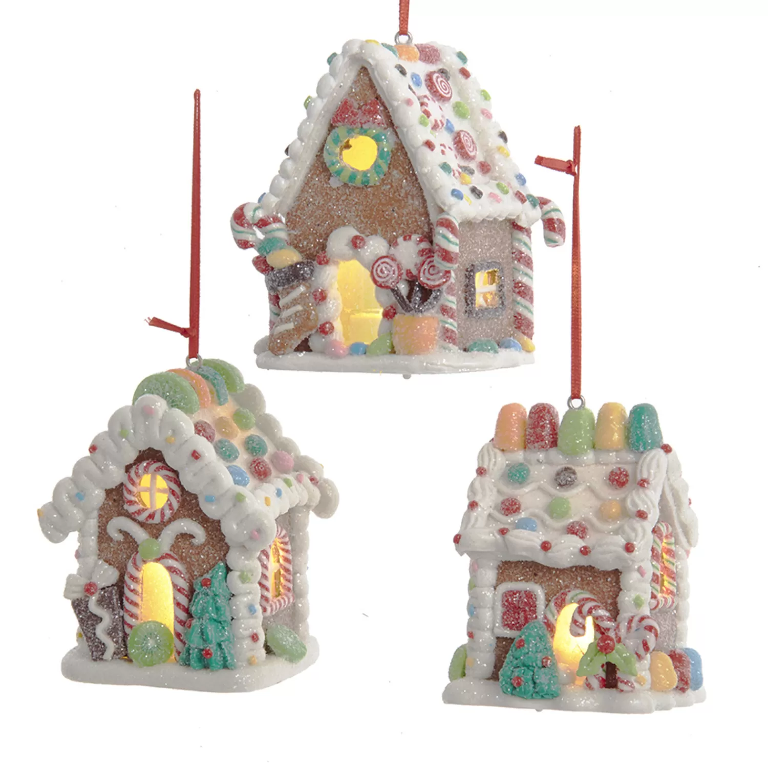The Jolly Christmas Shop Jingle And Cocoa | Gingerbread | 3.75" LED Lighted Claydough Candy Gingerbread House Christmas Ornament D4043