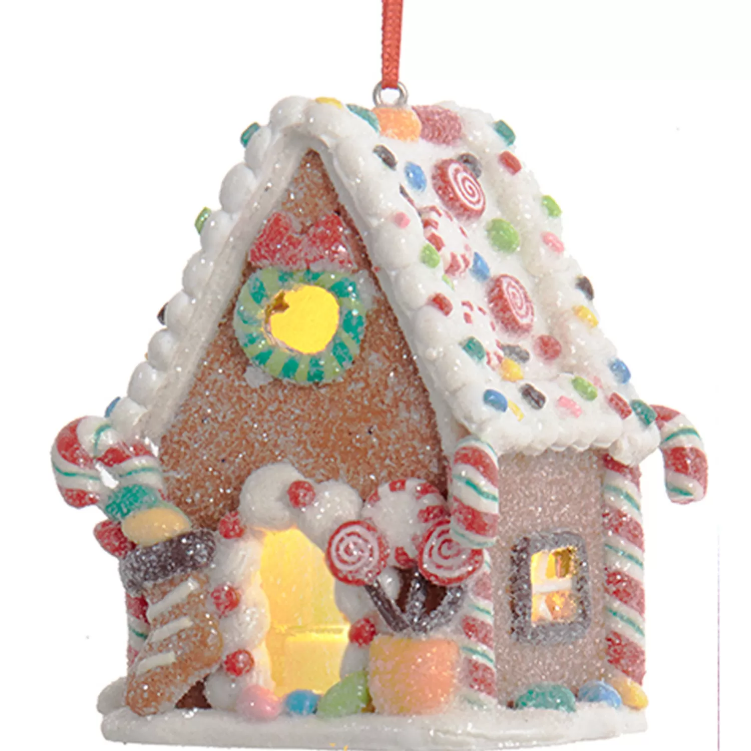The Jolly Christmas Shop Jingle And Cocoa | Gingerbread | 3.75" LED Lighted Claydough Candy Gingerbread House Christmas Ornament D4043