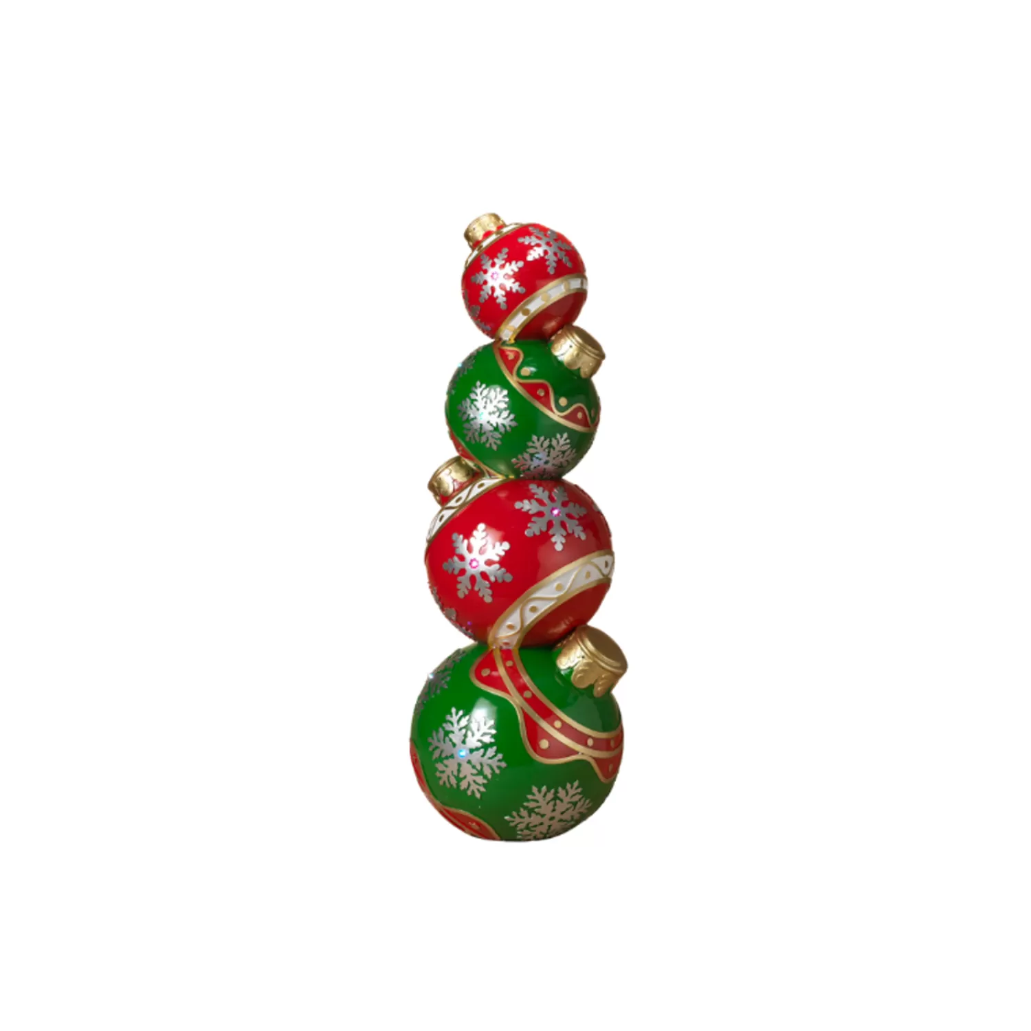The Jolly Christmas Shop Classic Carols | Outdoor Lighted Decorations | 39.5" Battery Operated LED Lighted Red And Green Stacked Ornaments Christmas Decoration 2604390