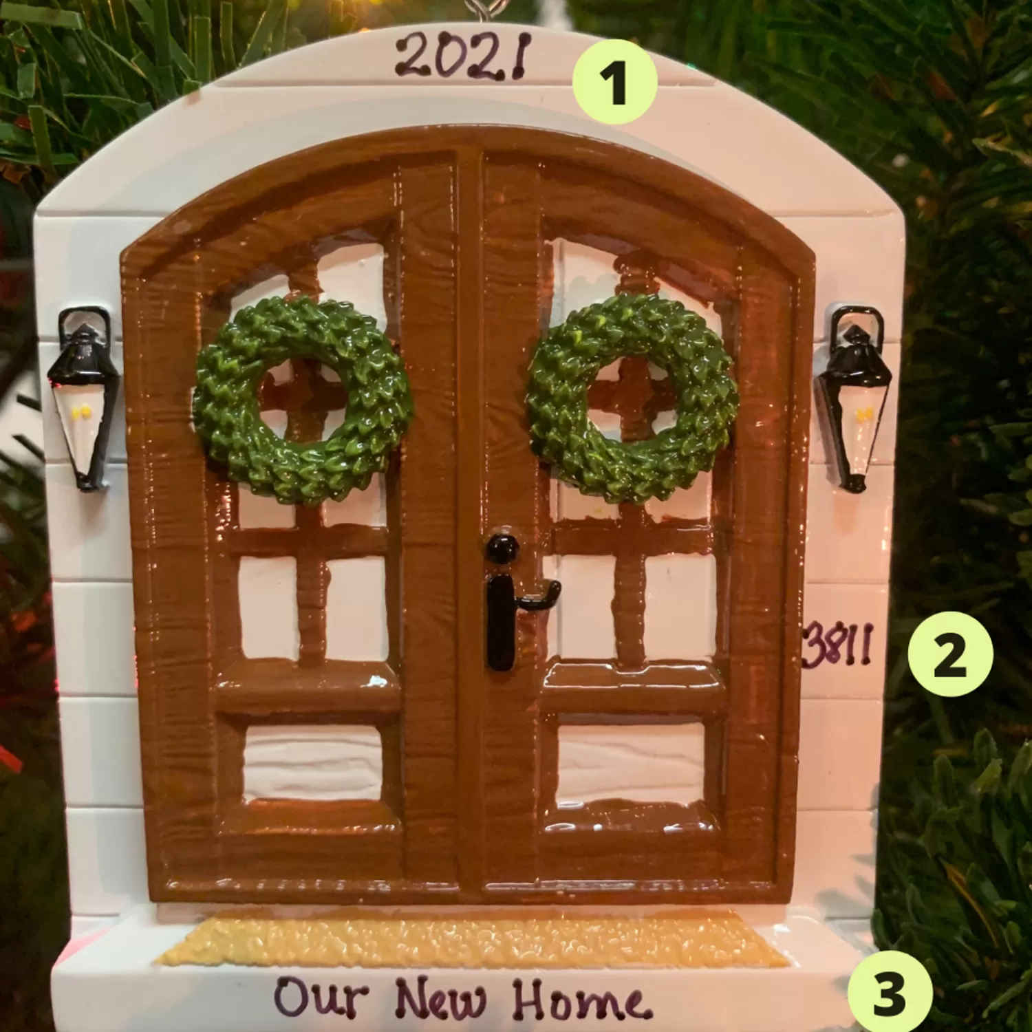 The Jolly Christmas Shop Personalized Ornaments·Misc. | Miscellaneous | 4.25" Farm House Door Personalized Christmas Ornament OR2140