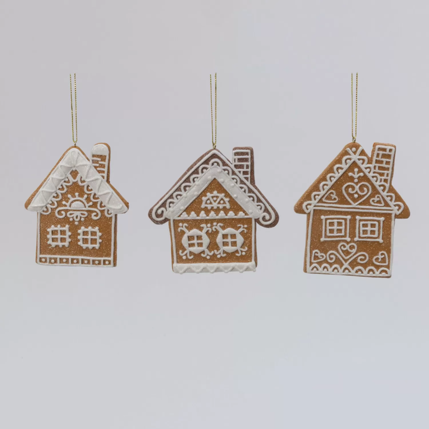 The Jolly Christmas Shop Jingle And Cocoa | Gingerbread | 4.5" Set Of 3 Clay Dough Gingerbread House Christmas Ornament 2597210
