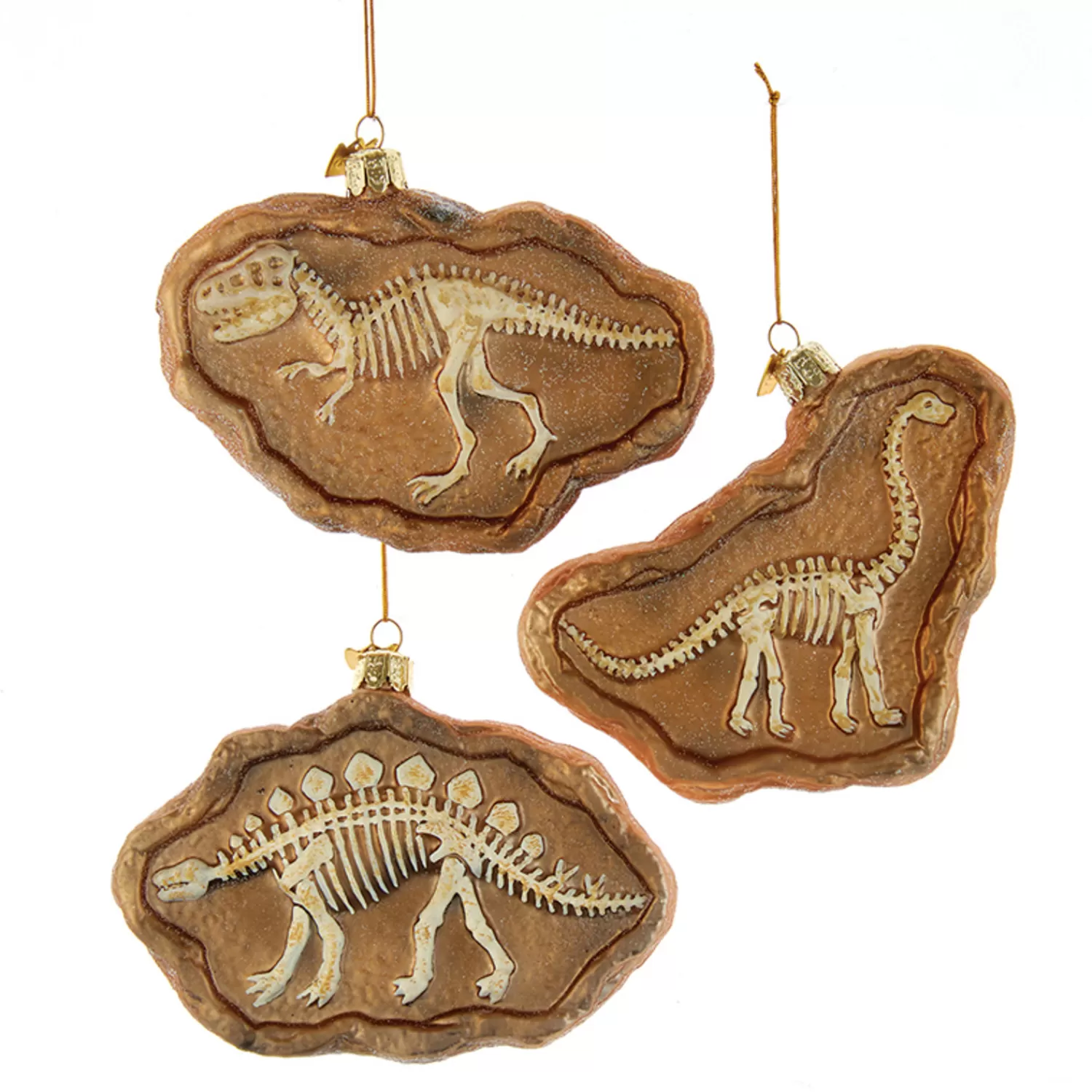 The Jolly Christmas Shop Animals·Wildlife | Glass Ornaments | 4.75" Noble Gems Dinosaur Fossil Glass Christmas Ornament NB1726