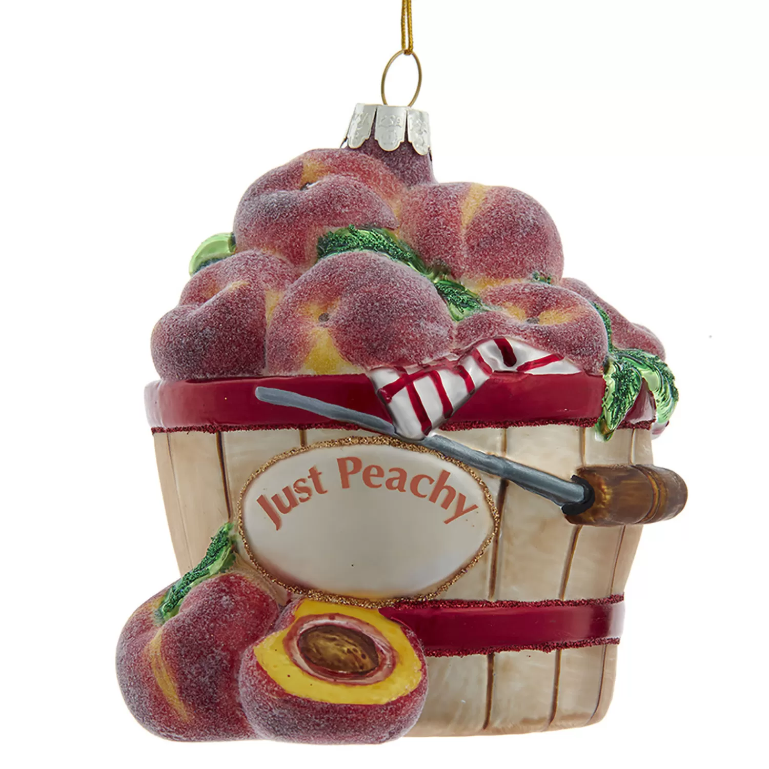 The Jolly Christmas Shop Jingle And Cocoa | Candy And Food | 5.5 Noble Gems Peaches In Basket Glass Christmas Ornament NBX0050