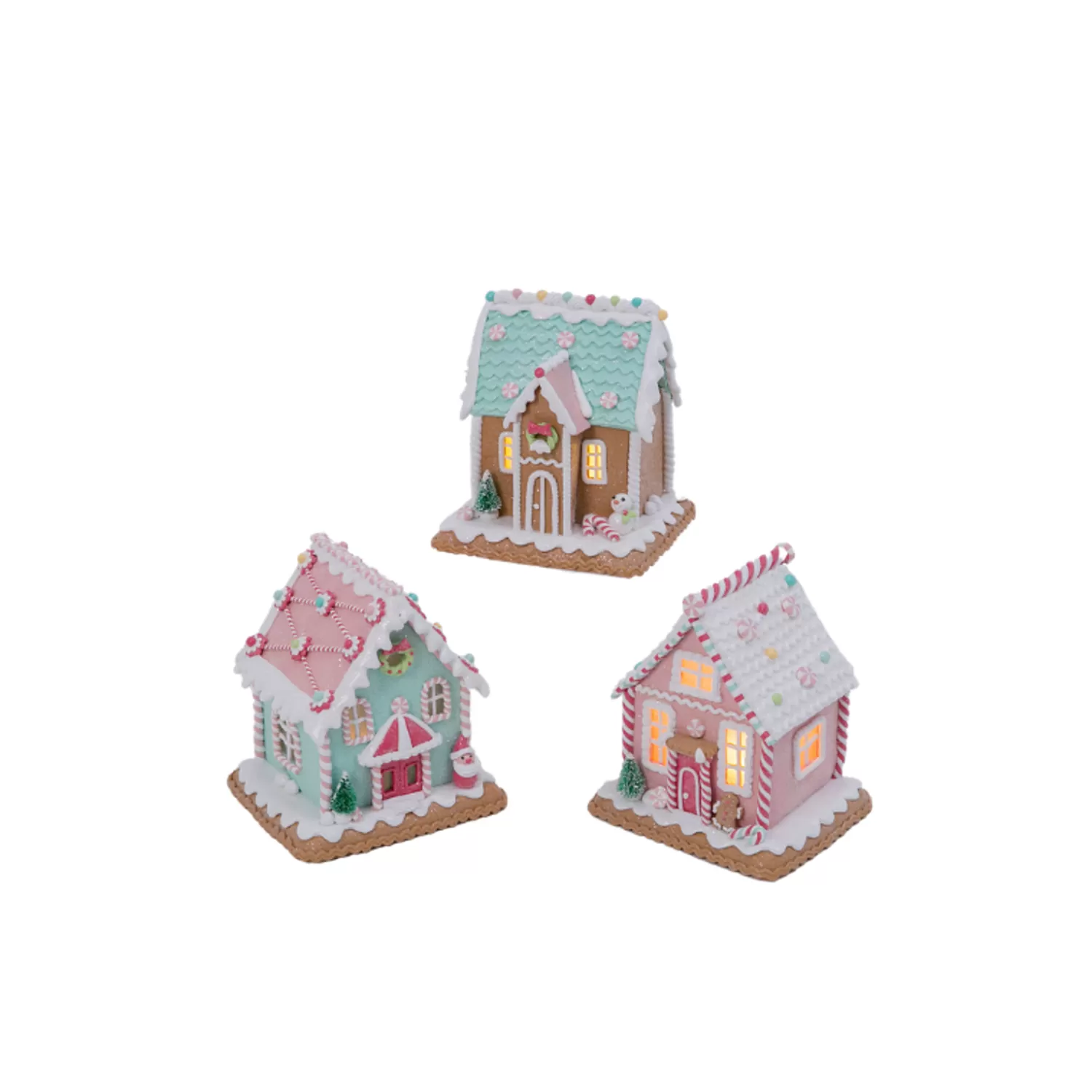 The Jolly Christmas Shop Jingle And Cocoa | Gingerbread | 5.8" Battery Operated Lighted Pastel Claydough Gingerbread House Christmas Figure 2497240