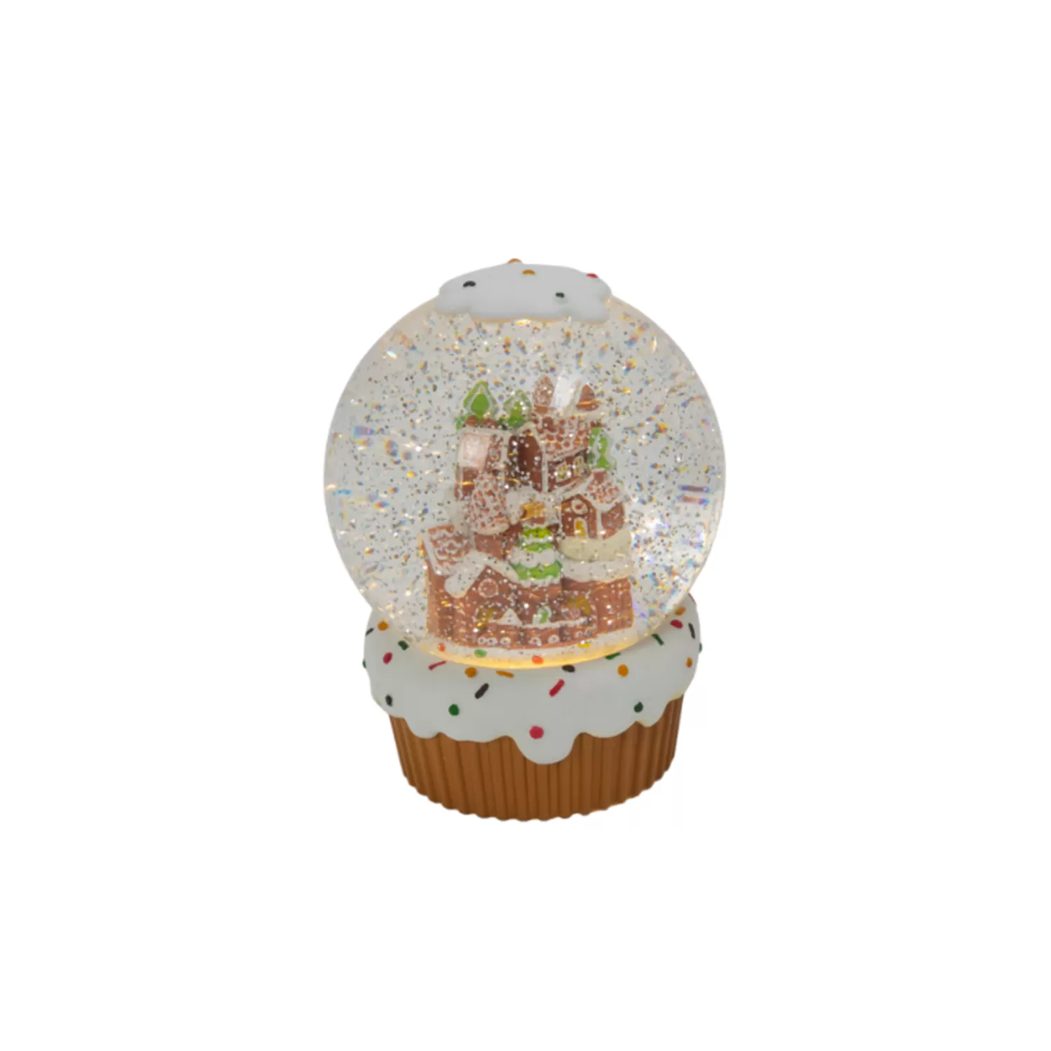 The Jolly Christmas Shop Jingle And Cocoa | Gingerbread | 7.6" Battery Operated Gingerbread House Spinning Water Globe 2597420