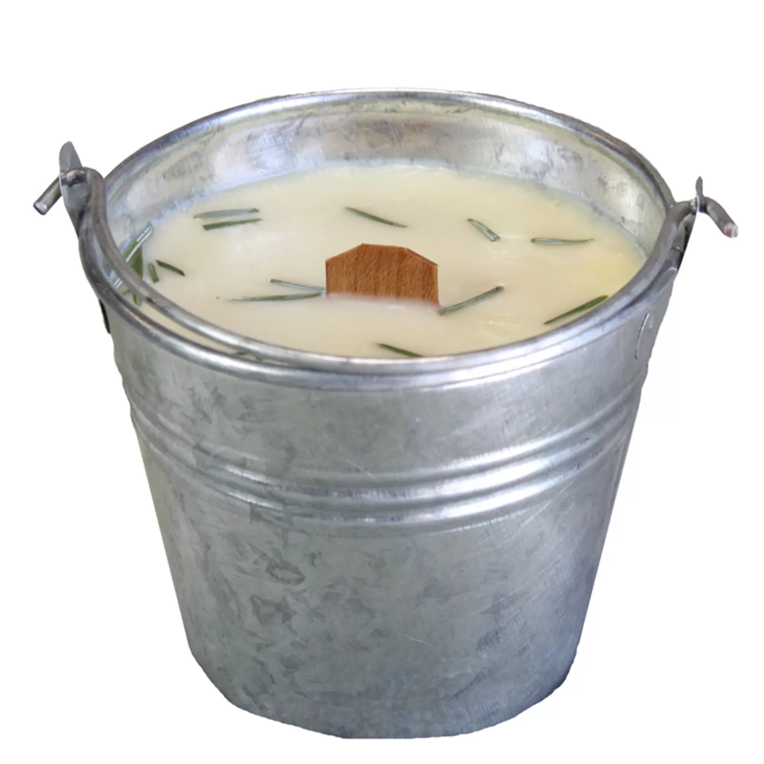 The Jolly Christmas Shop Candles | Bedrock Tree Farm Natural Fir Needle Wood Wick Soy Candle In Galvanized Pail P12G