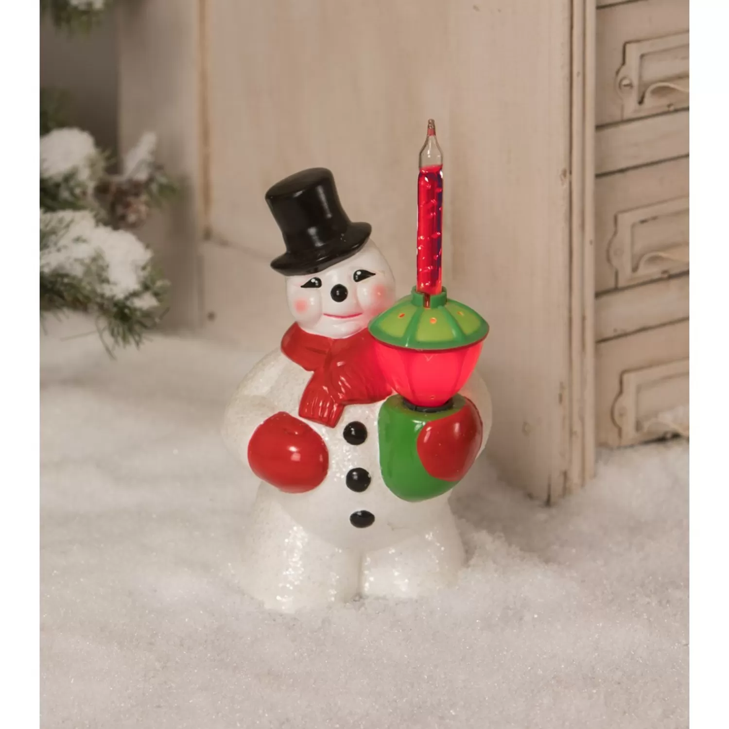 The Jolly Christmas Shop Vintage Reincarnated | Vintage Decorations | Bethany Lowe Christmas Snowman Figure With Bubble Light LG9866