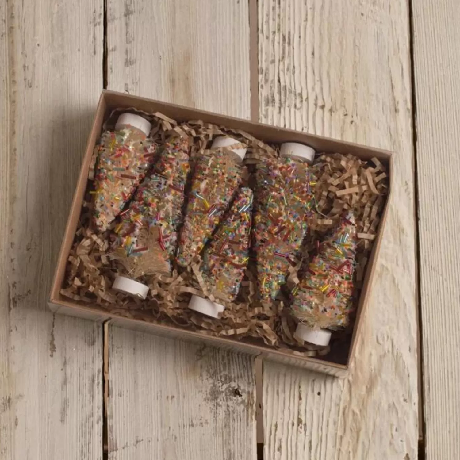The Jolly Christmas Shop Jingle And Cocoa | Gingerbread | Bethany Lowe Set Of 6 Sprinkles Bottle Brush Trees LC1583