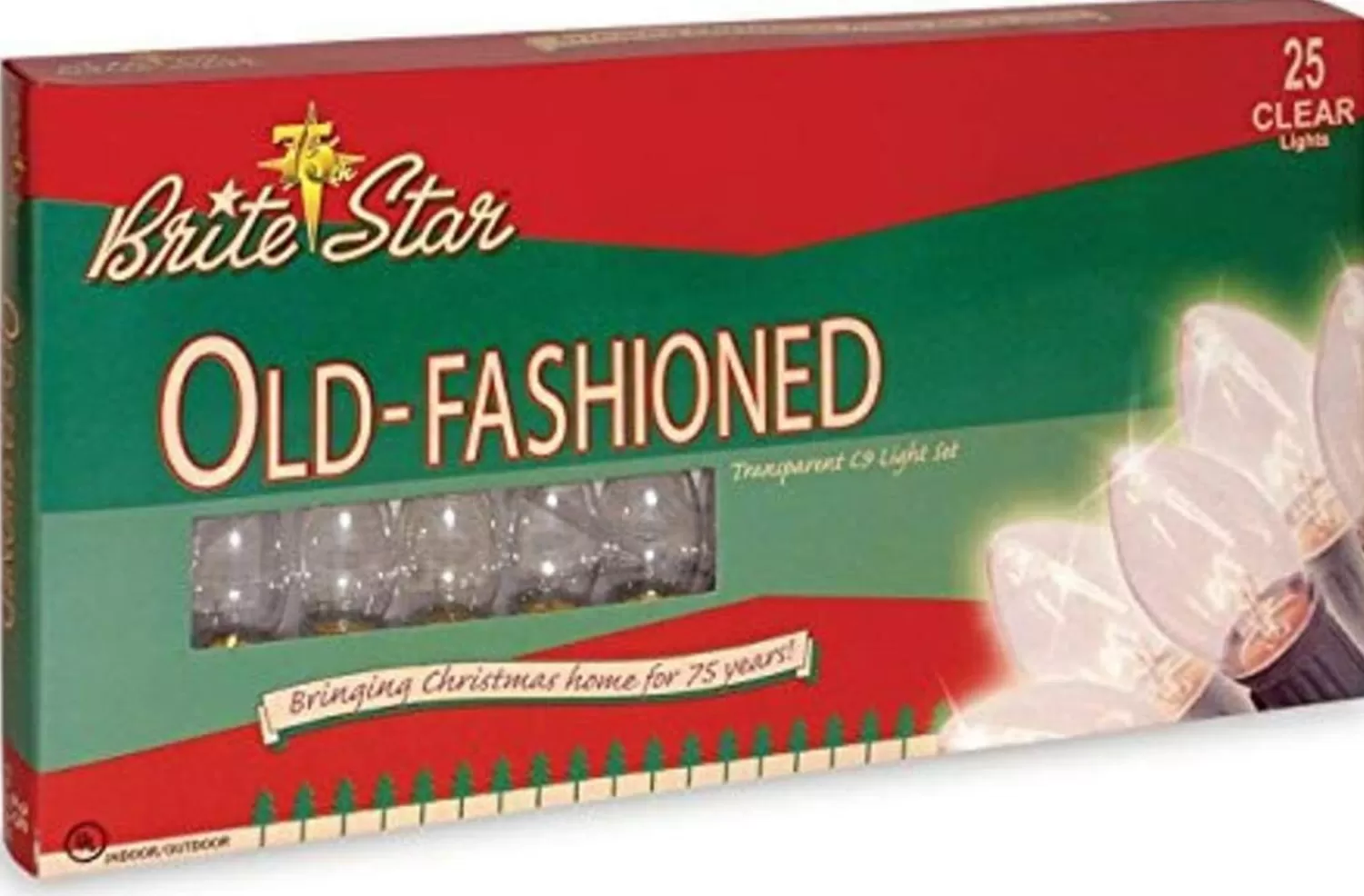 The Jolly Christmas Shop Vintage Reincarnated | Tinsel Town | Brite Star 25 Vintage Inspired Clear Ceramic C9 Christmas Lights 37-865-00