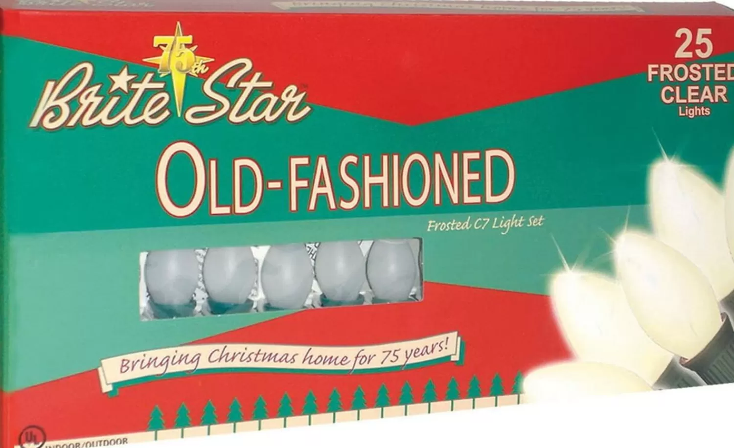 The Jolly Christmas Shop Vintage Reincarnated | Tinsel Town | Brite Star 25 Vintage Inspired Frosted White Ceramic C7 Christmas Lights 37-837-00