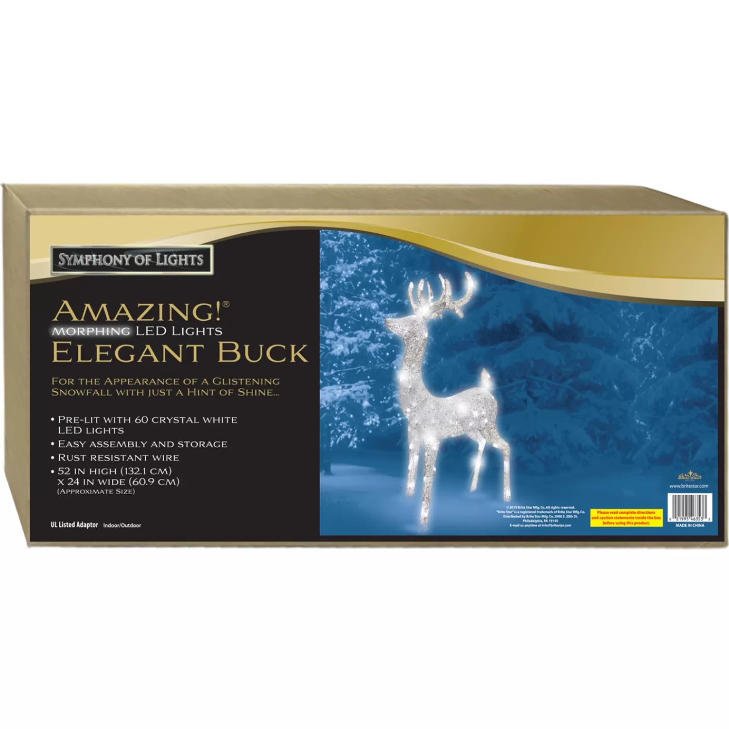The Jolly Christmas Shop Dashing Through The Snow | Snowflake Soiree | Brite Star 52" Elegant Morphing Deer Outdoor Christmas Decoration 46-353-00