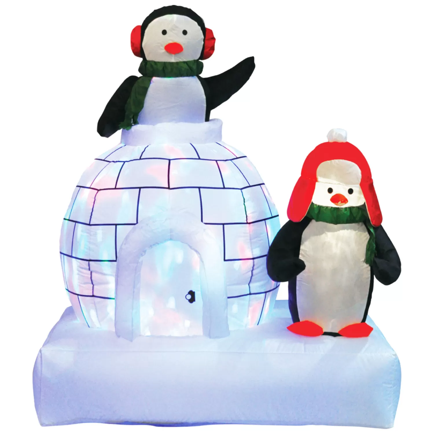 The Jolly Christmas Shop Dashing Through The Snow | Snow Christmas Decorations | Brite Star 5' LED Lighted Penguin Family On Igloo Inflatable Outdoor Decoration 49-029-00