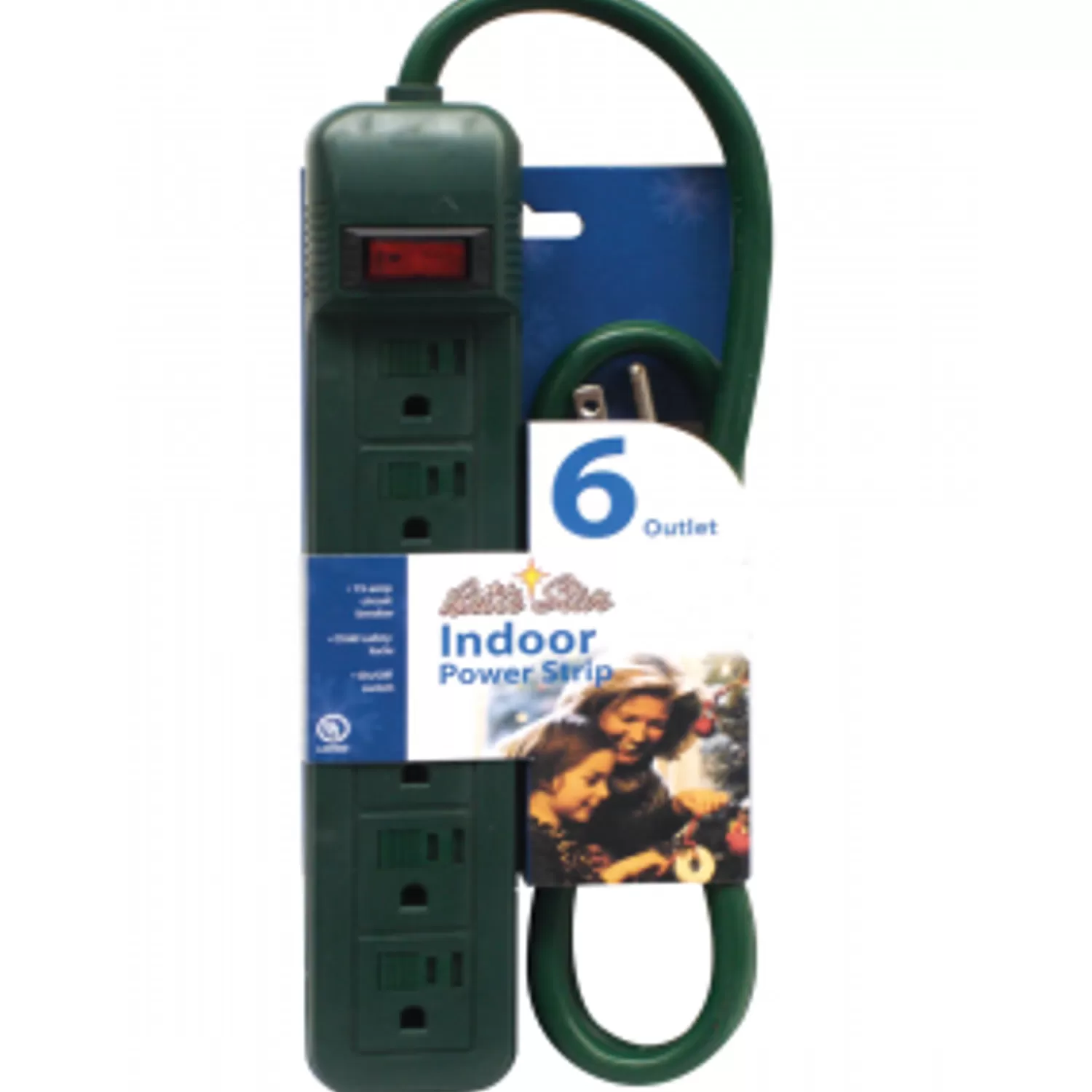 The Jolly Christmas Shop Light Hooks & Extension Cords | Brite Star 6 Outlet Green Wire Power Strip 43-450-00