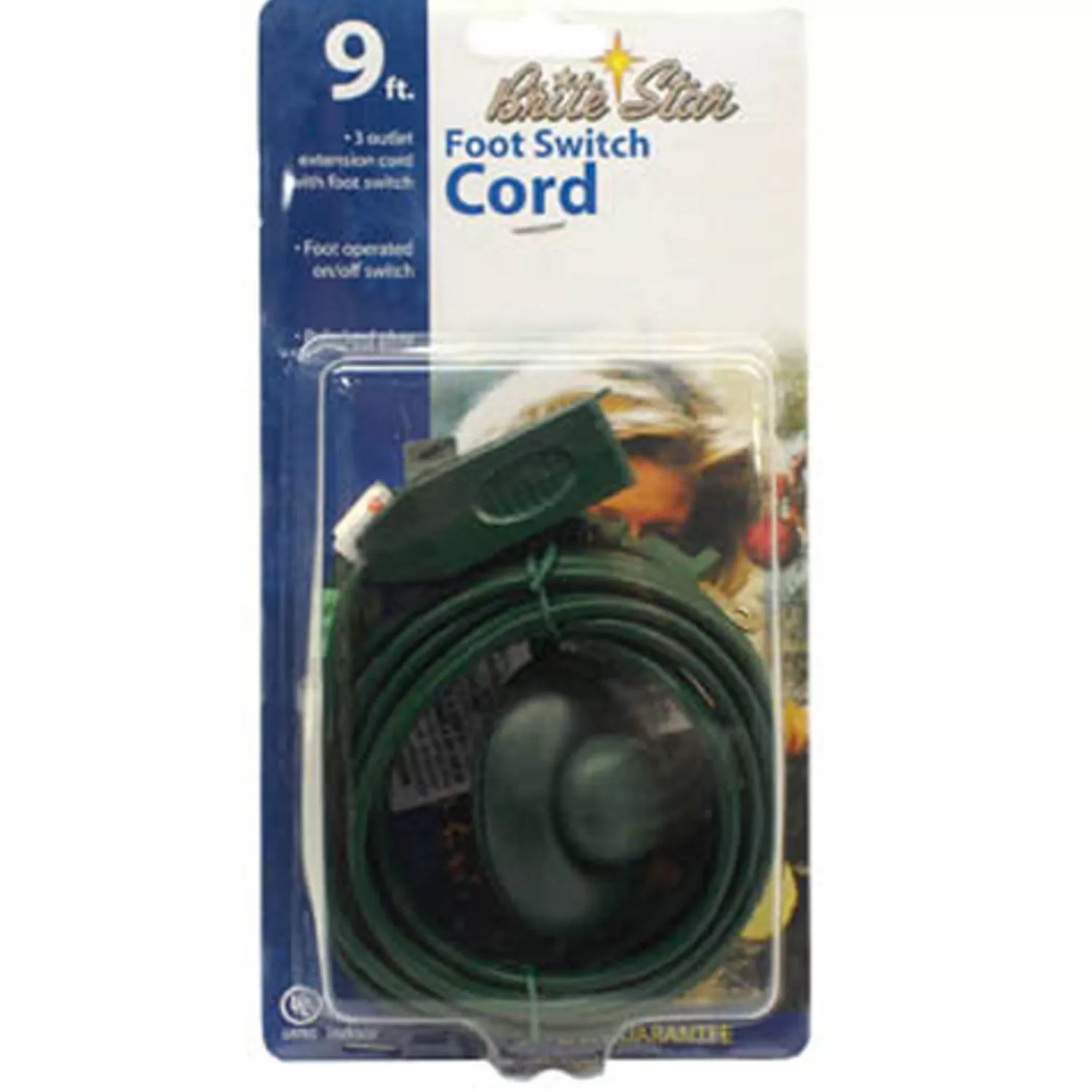 The Jolly Christmas Shop Christmas Tree Lights | Light Hooks & Extension Cords | Brite Star 9' Extension Cord With Foot Pedal - Great For Christmas Tree 43-460-00