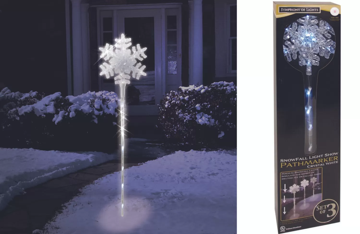 The Jolly Christmas Shop Dashing Through The Snow | Snow Christmas Decorations | Brite Star Set Of 3 LED Snowfall Light Show Pathway Markers Outdoor Christmas Decoration 48-509-00