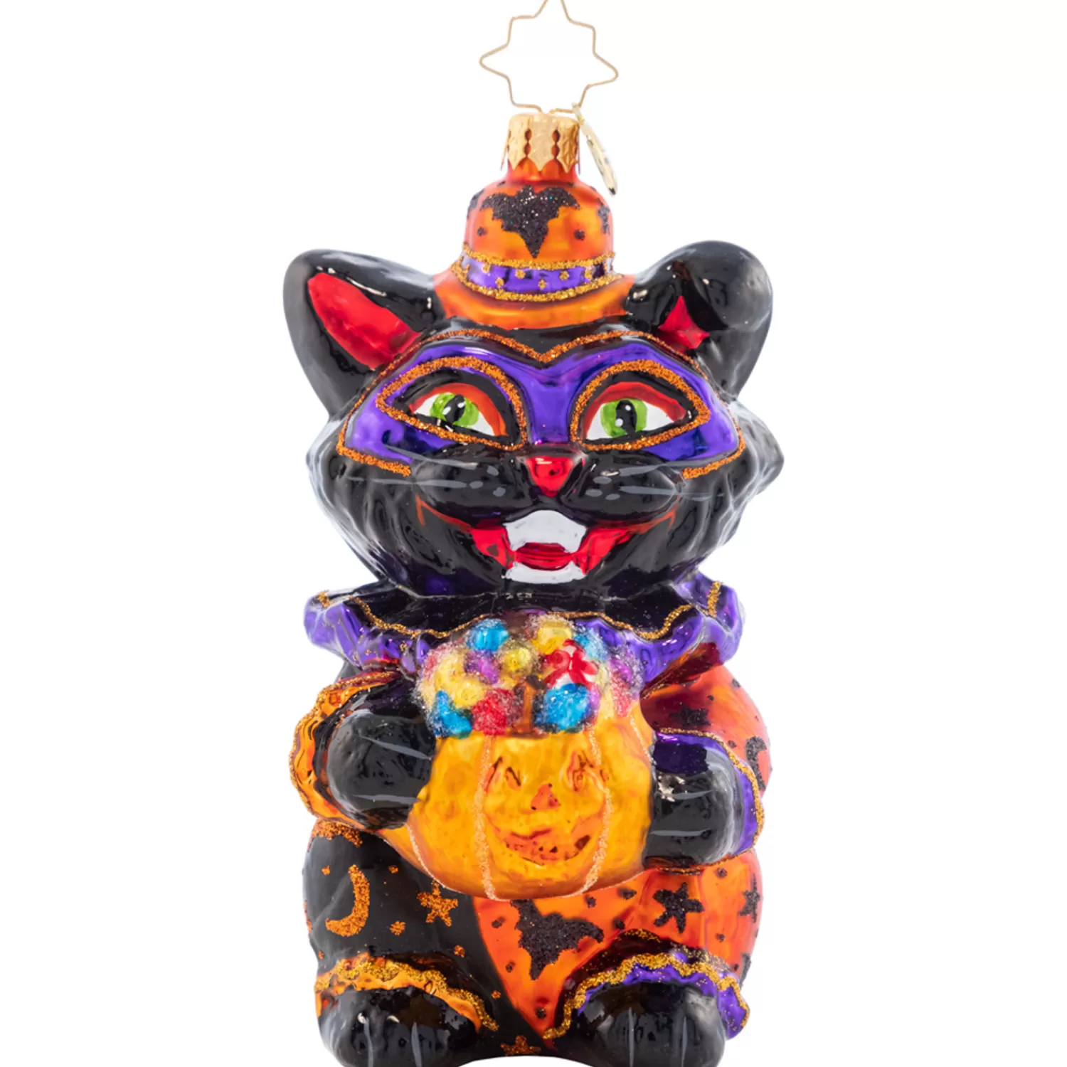 The Jolly Christmas Shop Halloween Ornaments | Shiny Brite Halloween | Christopher Radko Dapper Black Cat Halloween Glass Ornament 1021605