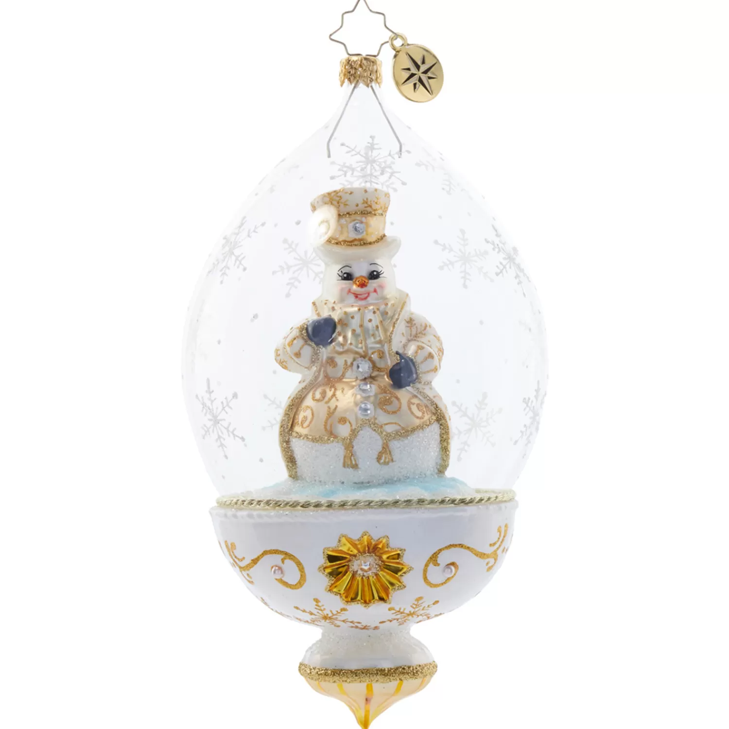 The Jolly Christmas Shop Christopher Radko·Santa Claus | Snowman | Christopher Radko Golden Snowman Globe Glass Christmas Ornament 1021814