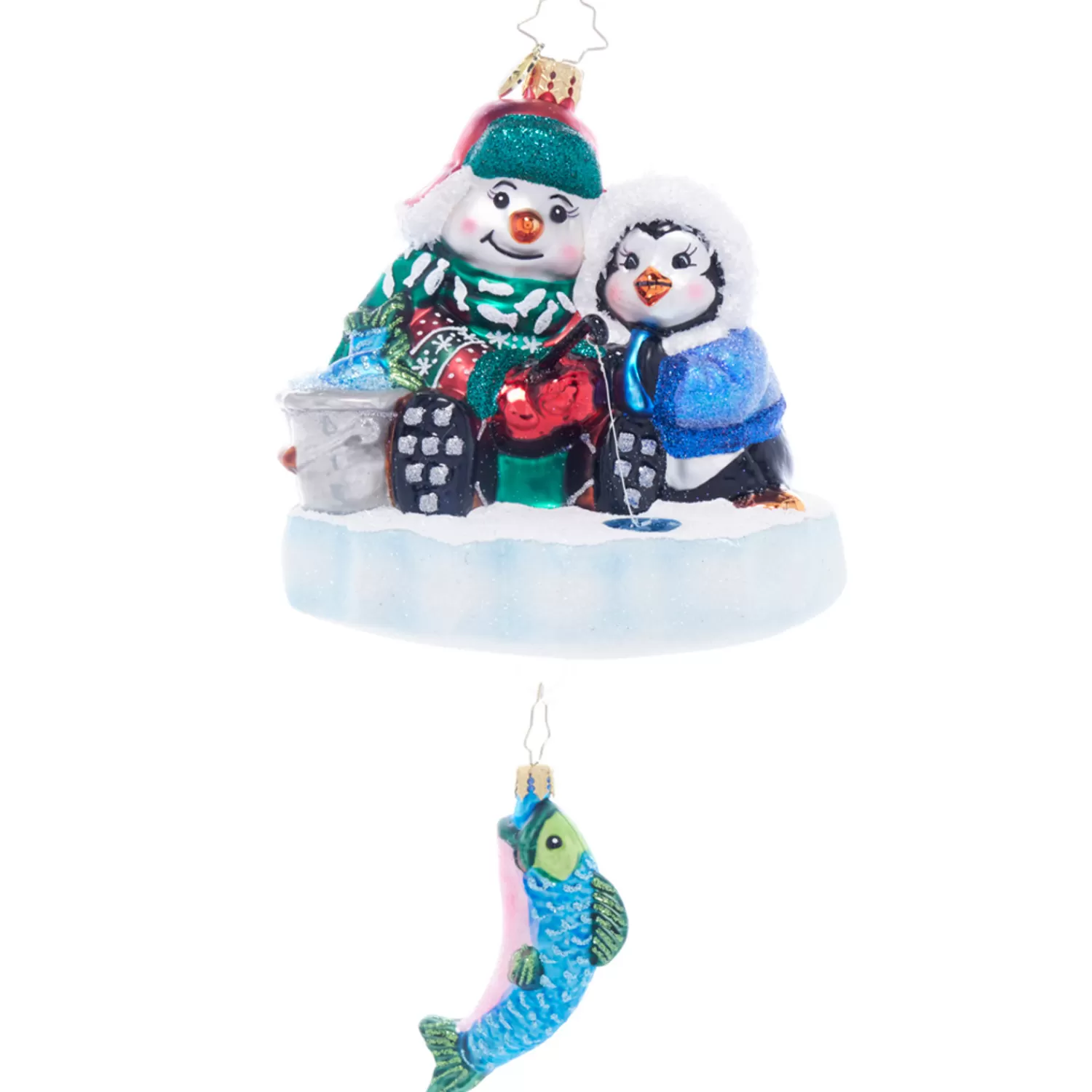The Jolly Christmas Shop Christopher Radko·Animal | Animals·Wildlife | Christopher Radko Ice Fishing Snow Pals Glass Christmas Ornament 1021927