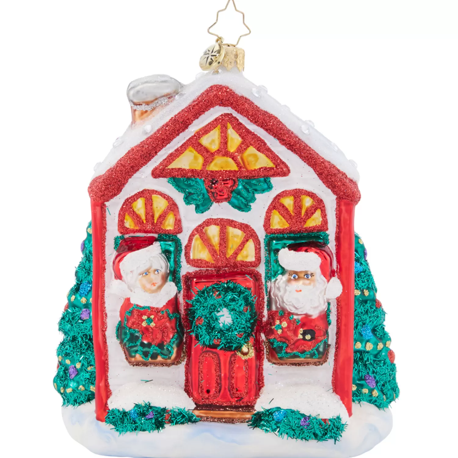 The Jolly Christmas Shop Vintage Reincarnated | Vintage Farm House | Christopher Radko Santa's Holiday Home Glass Christmas Ornament 1021674