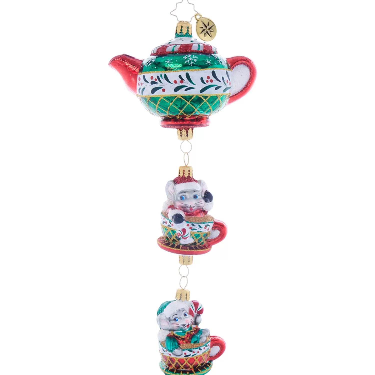 The Jolly Christmas Shop Christopher Radko·Animal | Animals·Miscellaneous | Christopher Radko Two Merry Mischief Makers Teapot Glass Christmas Ornament 1021902
