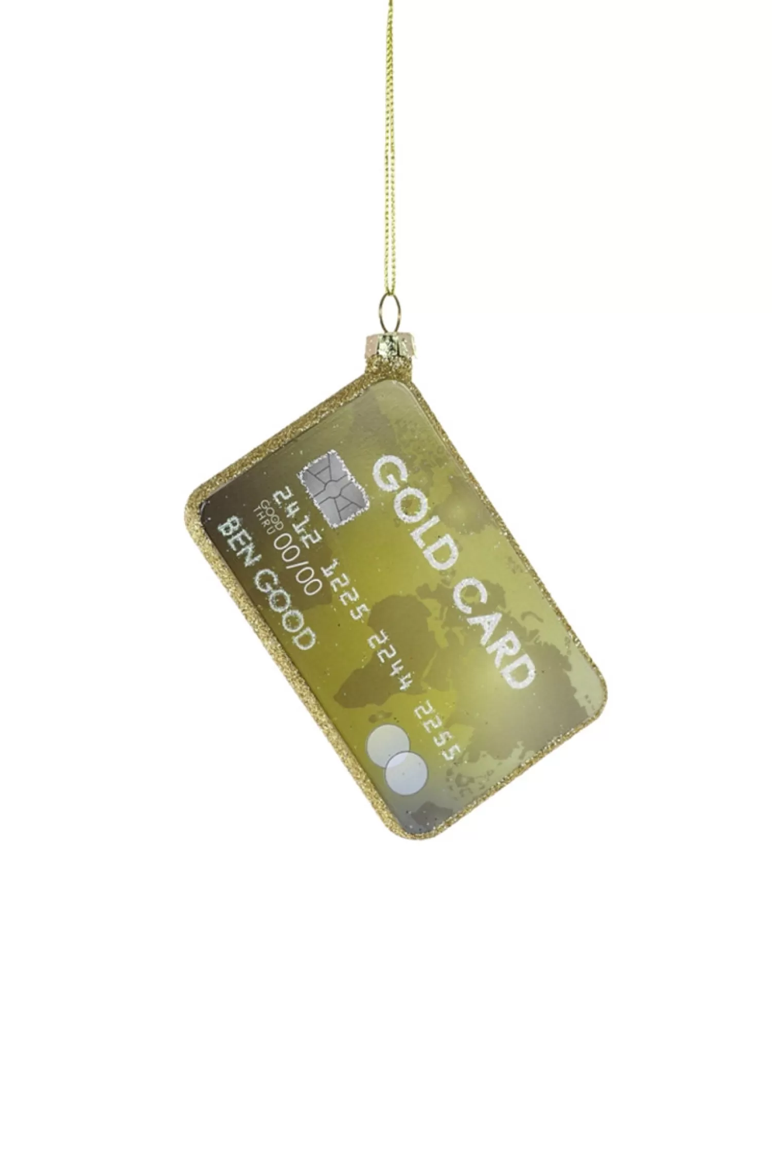 The Jolly Christmas Shop Hipster Tree | Trendy | Cody Foster 3.75" Gold Card Glass Christmas Ornament GO-9921
