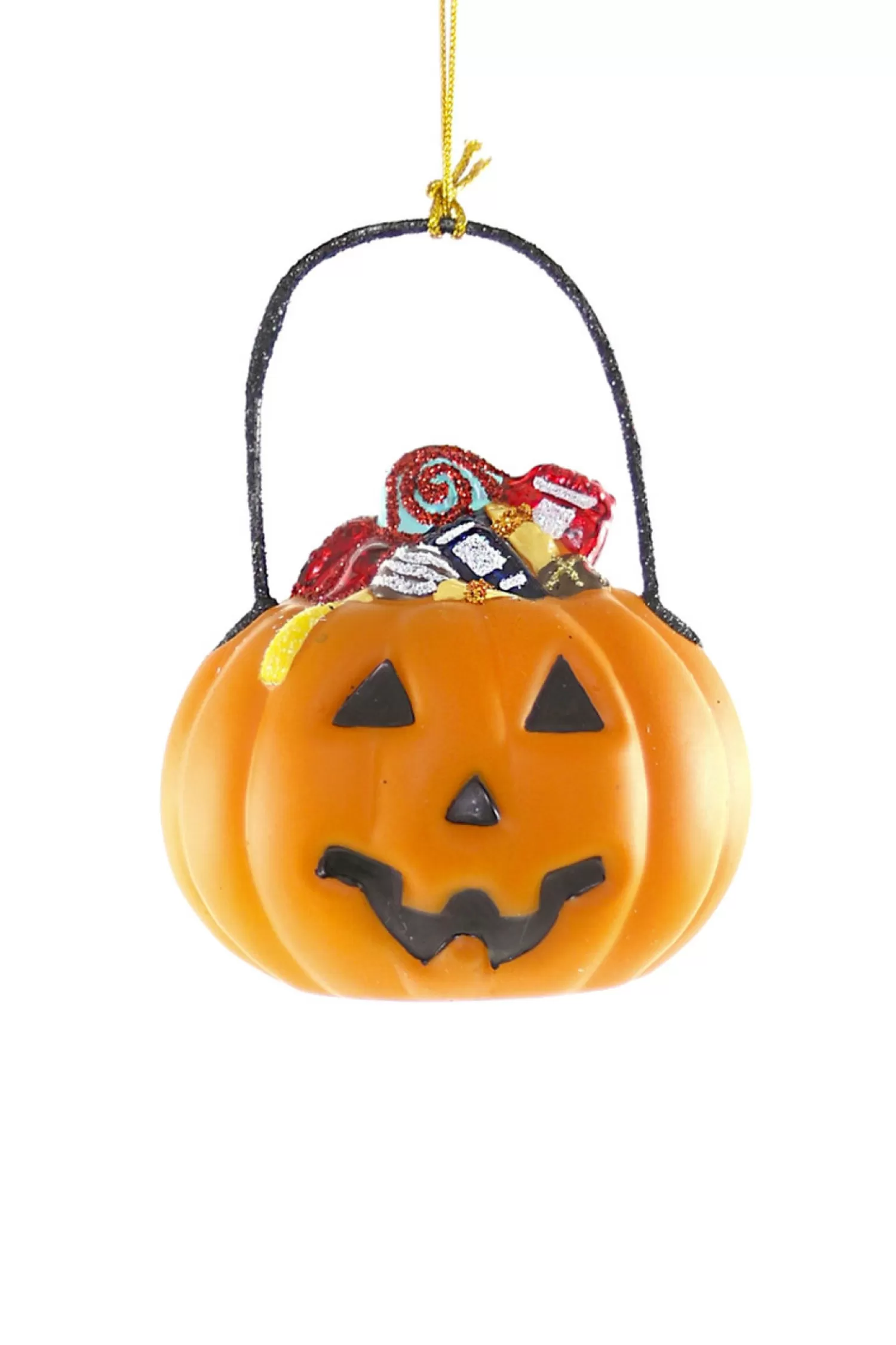 The Jolly Christmas Shop Halloween Ornaments | Cody Foster 3" Trick Or Treat Jack-O-Lantern Candy Pail Glass Halloween Ornament GL-727