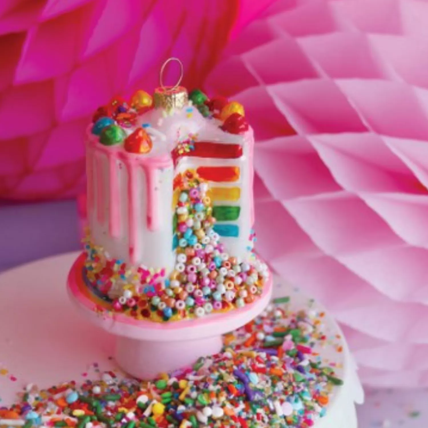 The Jolly Christmas Shop Candy And Food | Trendy | Cody Foster 4.25" Confetti Cake Glass Christmas Ornament GO-8139