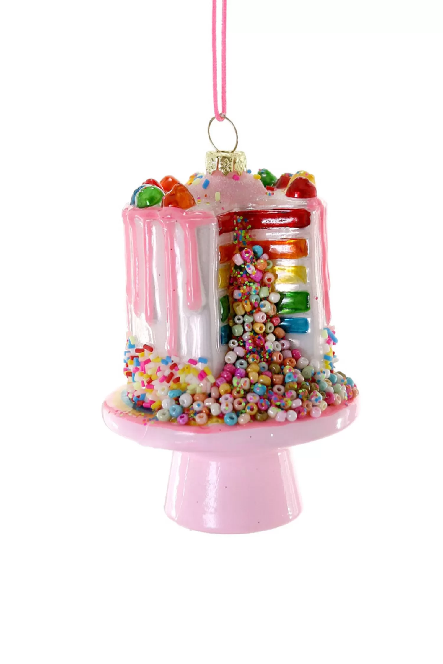 The Jolly Christmas Shop Candy And Food | Trendy | Cody Foster 4.25" Confetti Cake Glass Christmas Ornament GO-8139