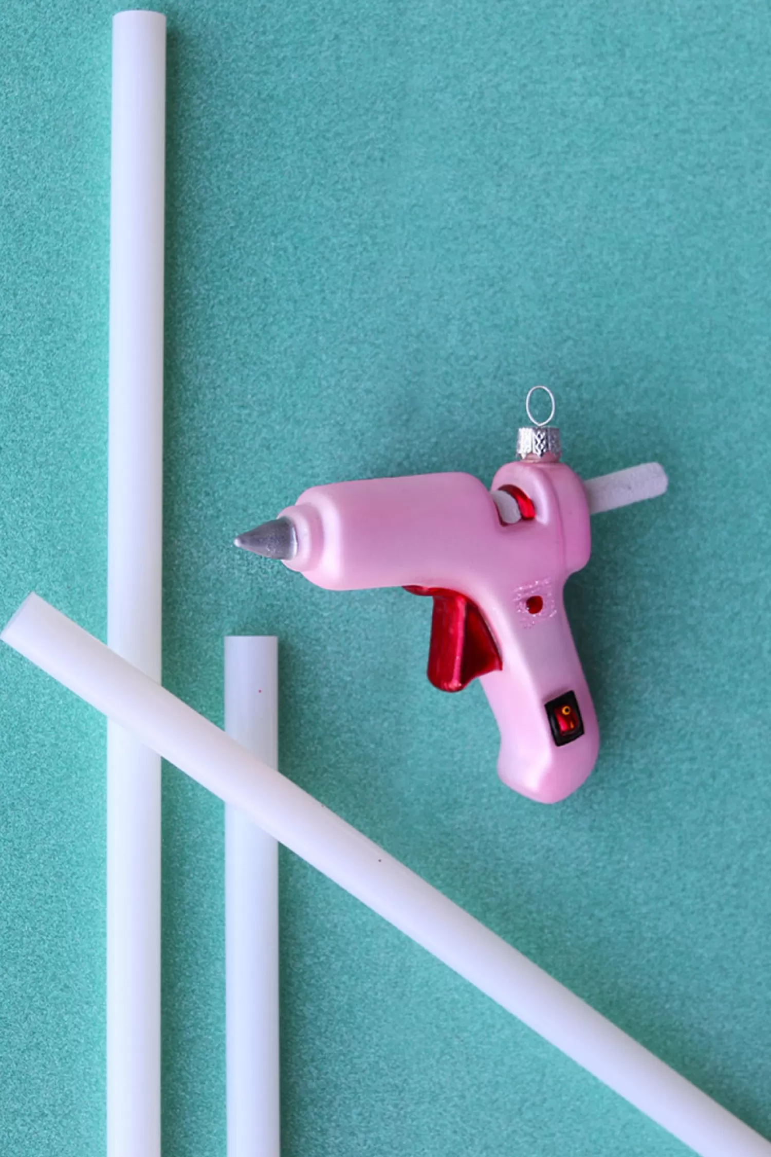 The Jolly Christmas Shop Hobbies | Glass Ornaments | Cody Foster 4.25" Pink Hot Glue Gun Glass Christmas Ornament GO-8006