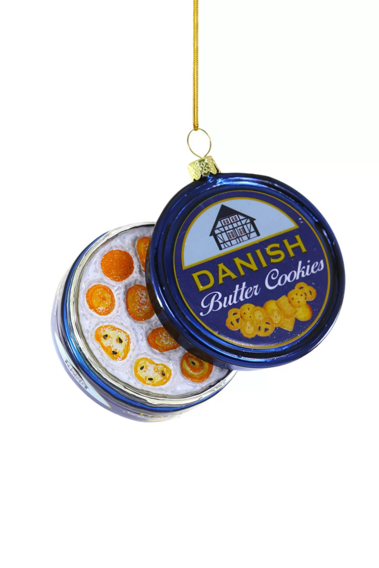 The Jolly Christmas Shop Jingle And Cocoa | Gingerbread | Cody Foster 4" Danish Butter Cookies Glass Christmas Ornament GO-8847