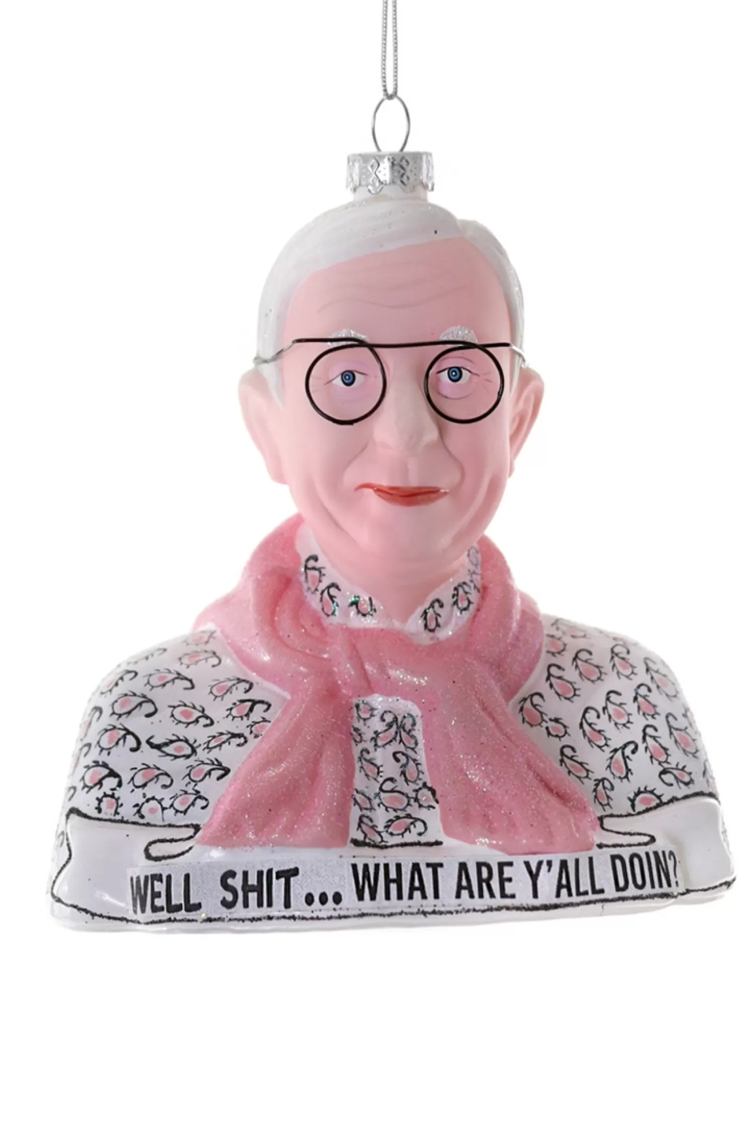 The Jolly Christmas Shop Holiday Cheers | Eric Cortina | Cody Foster 5.25" Leslie Jordan Glass Christmas Ornament GO-8074