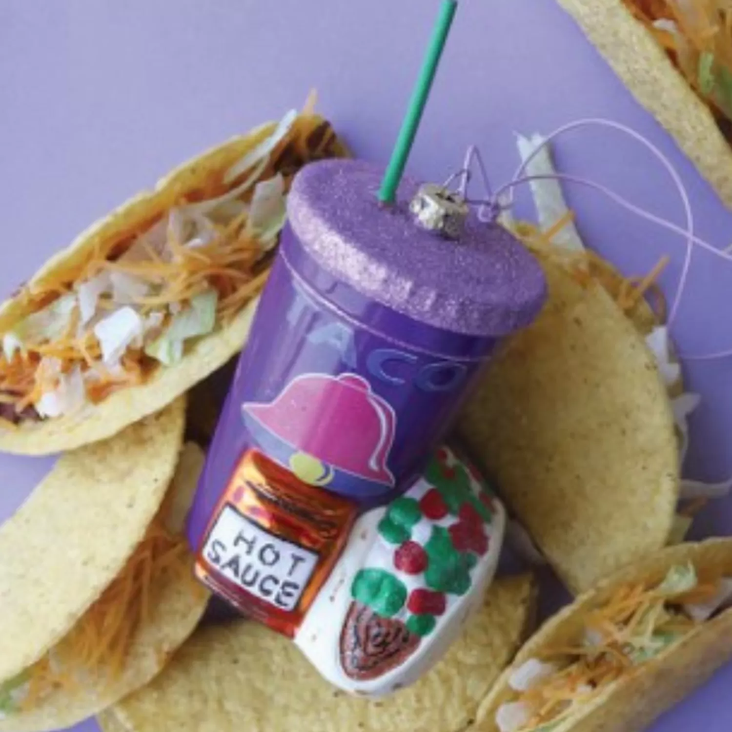 The Jolly Christmas Shop Candy And Food | Trendy | Cody Foster 5.75" Fast Food Taco Glass Christmas Ornament GO-9101