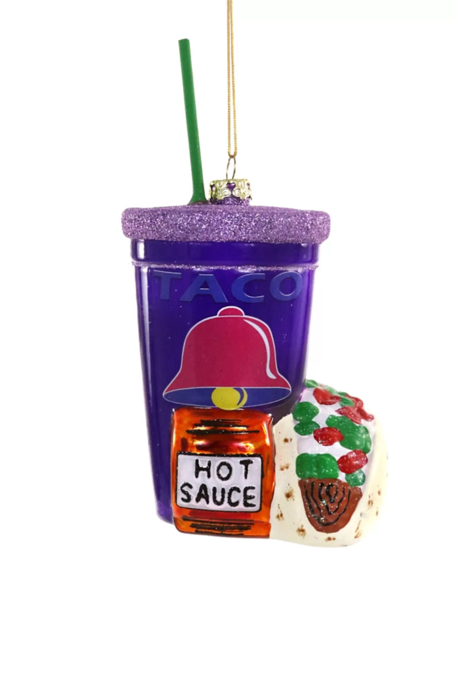 The Jolly Christmas Shop Candy And Food | Trendy | Cody Foster 5.75" Fast Food Taco Glass Christmas Ornament GO-9101