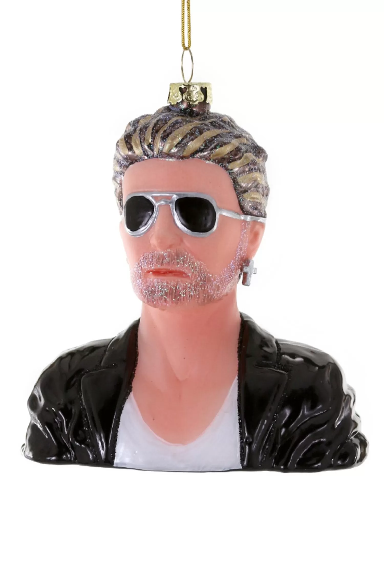 The Jolly Christmas Shop Holiday Cheers | Eric Cortina | Cody Foster 5" George Michael Glass Christmas Ornament GO-8191