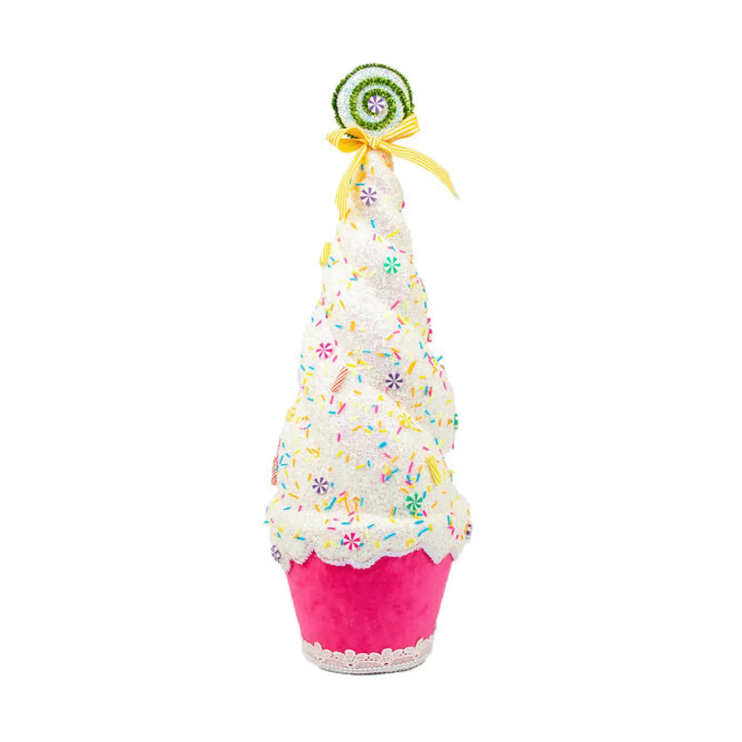 The Jolly Christmas Shop Candy Land | Pink Christmas Decorations | December Diamonds 20" Large Pink Cupcake Tree Christmas Decoration 08-08614