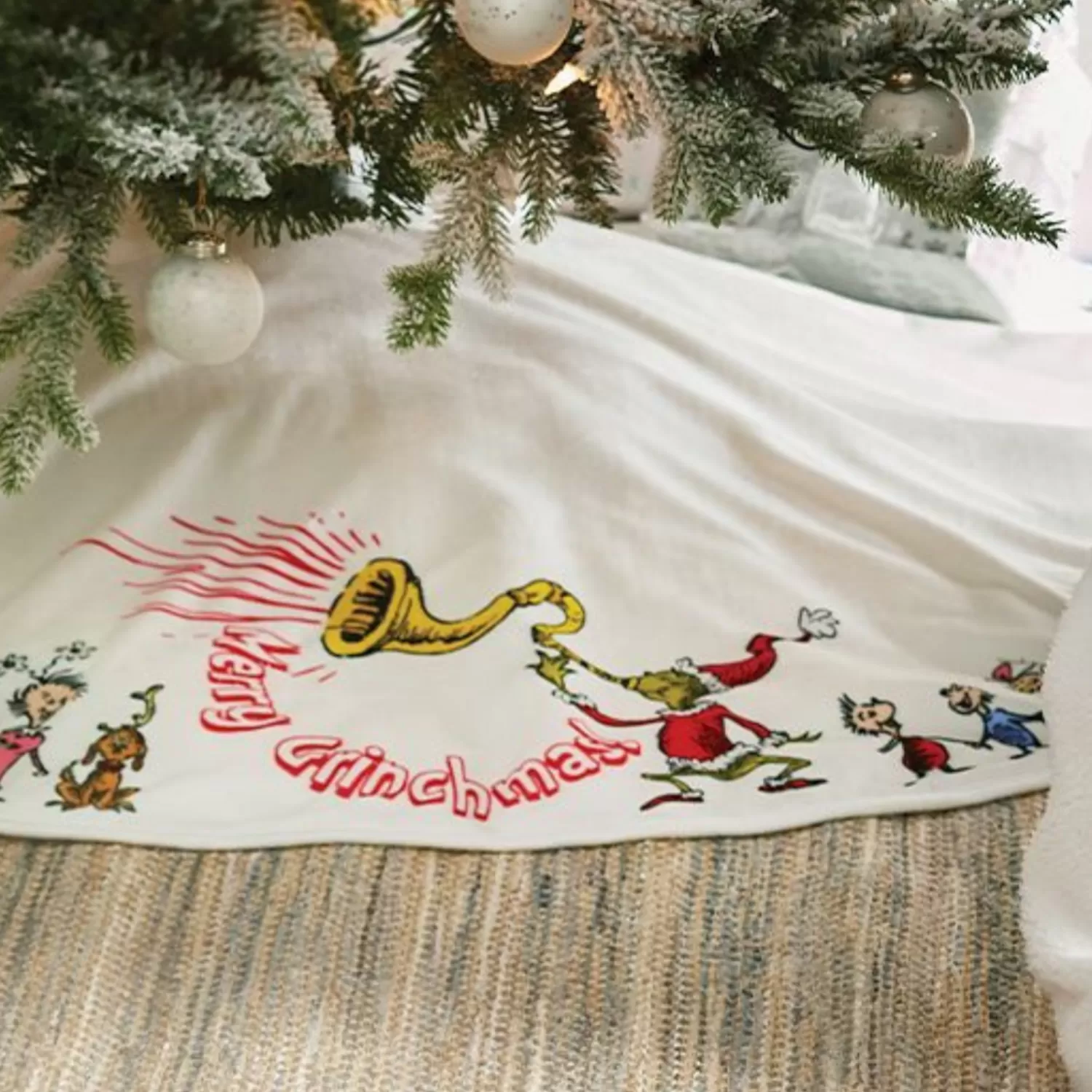 The Jolly Christmas Shop Grinch | Tree Skirts | Department 56 Merry Grinchmas Christmas Trees Skirt 6015836