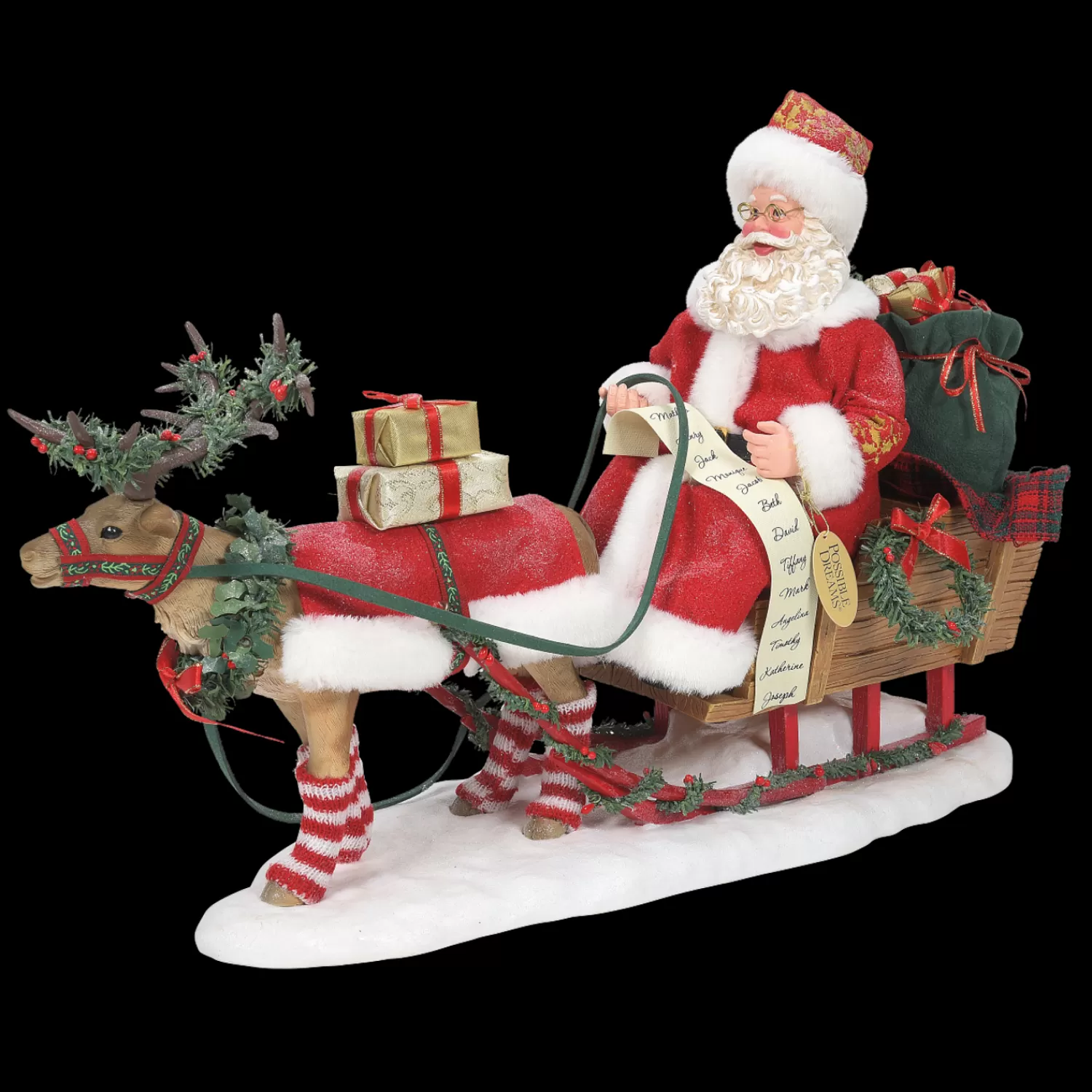 The Jolly Christmas Shop Santa Christmas Decorations | Reindeer | Department 56 Possible Dreams LED Lighted Santa Through The Woods 6010217