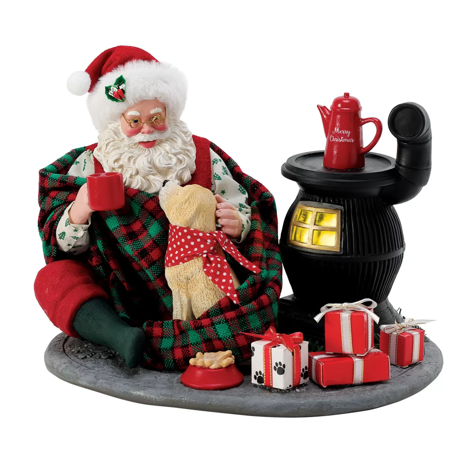 The Jolly Christmas Shop Santa Christmas Decorations | Possible Dreams Santa | Department 56 Possible Dreams Santa Taking The Chill Off Figure 6014782