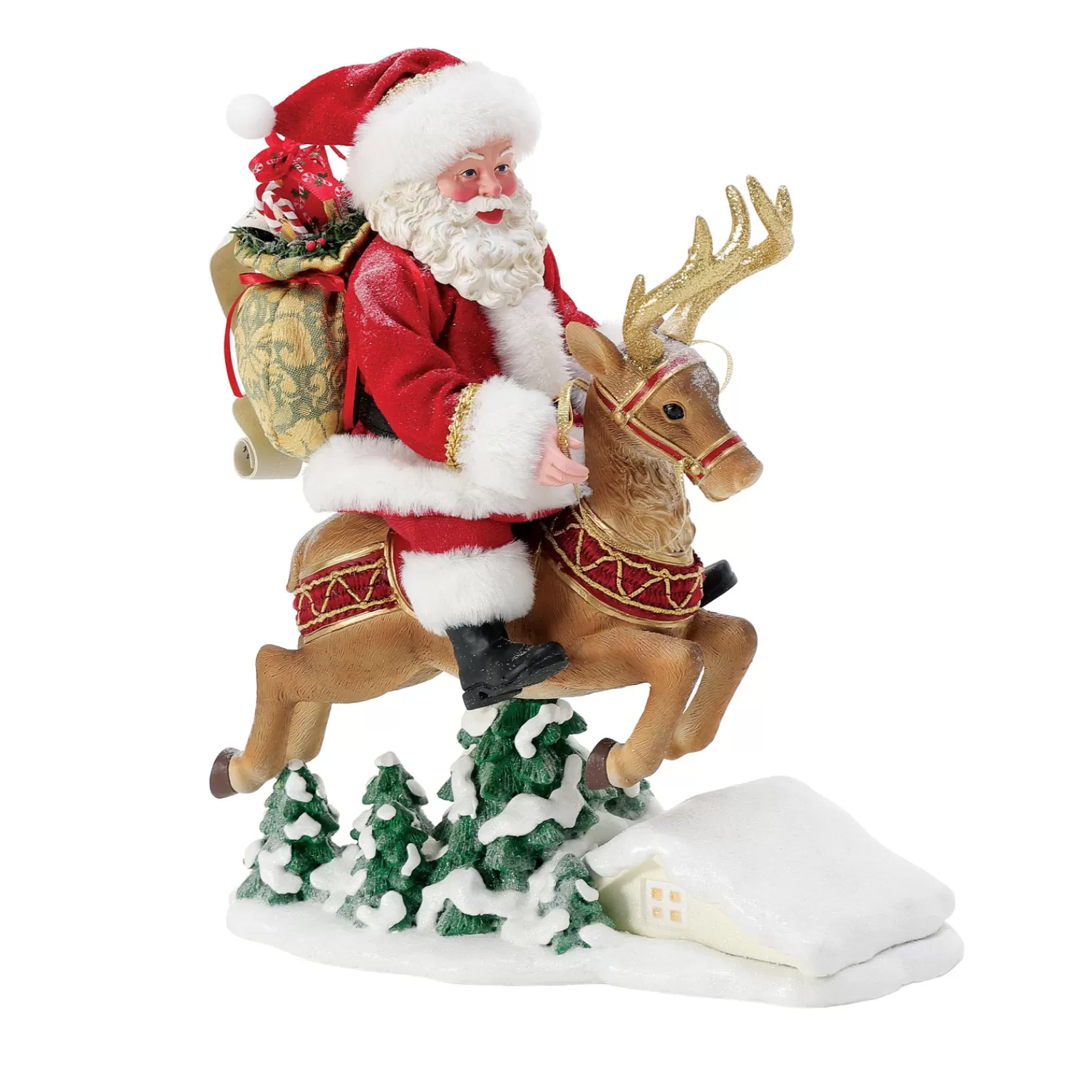The Jolly Christmas Shop Santa Christmas Decorations | Reindeer | Department 56 Possible Dreams Santa Ten Santas Leaping Figure 6014795